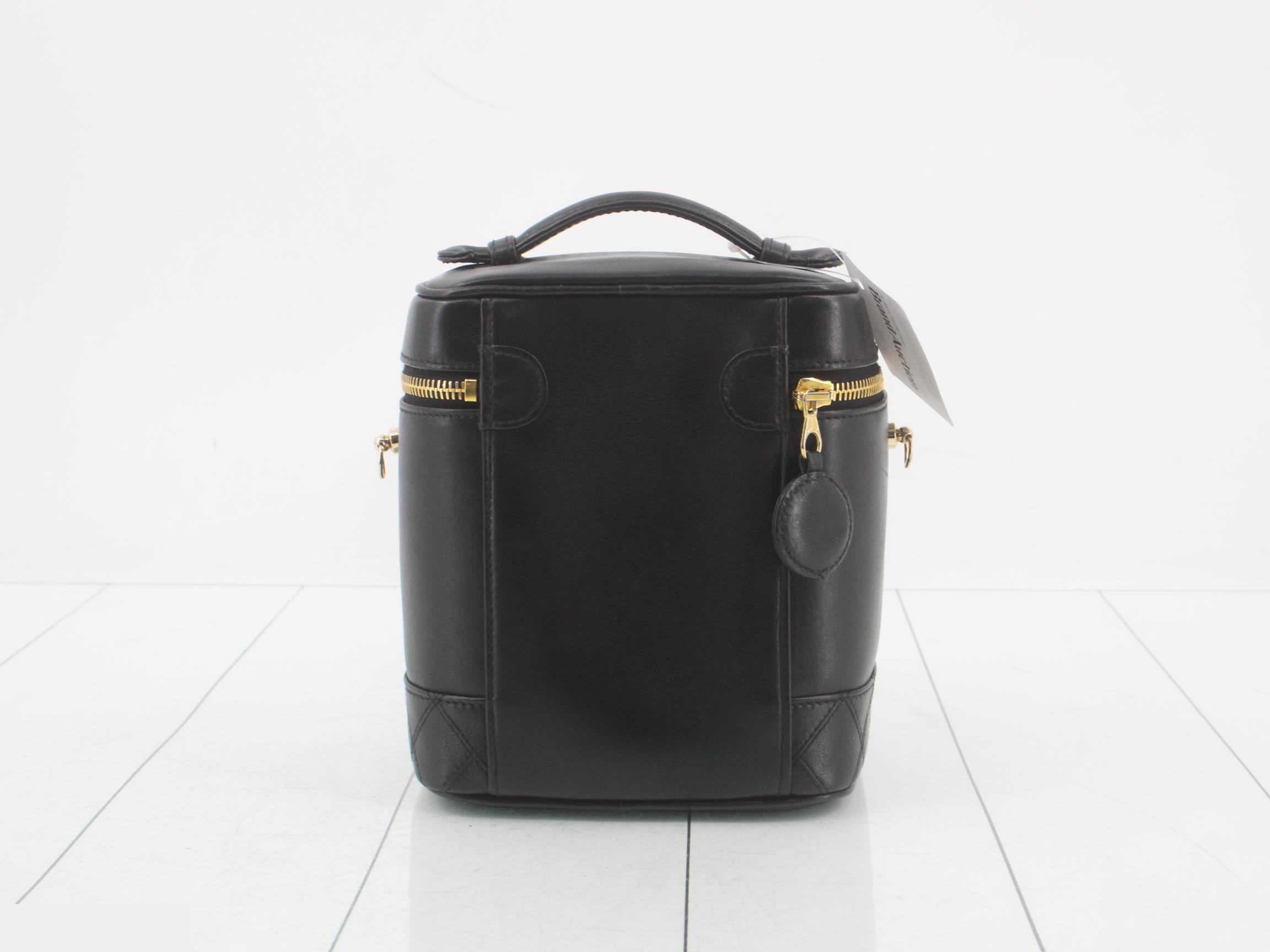 Leather Bicolore Vanity Pouch, Black — view 2