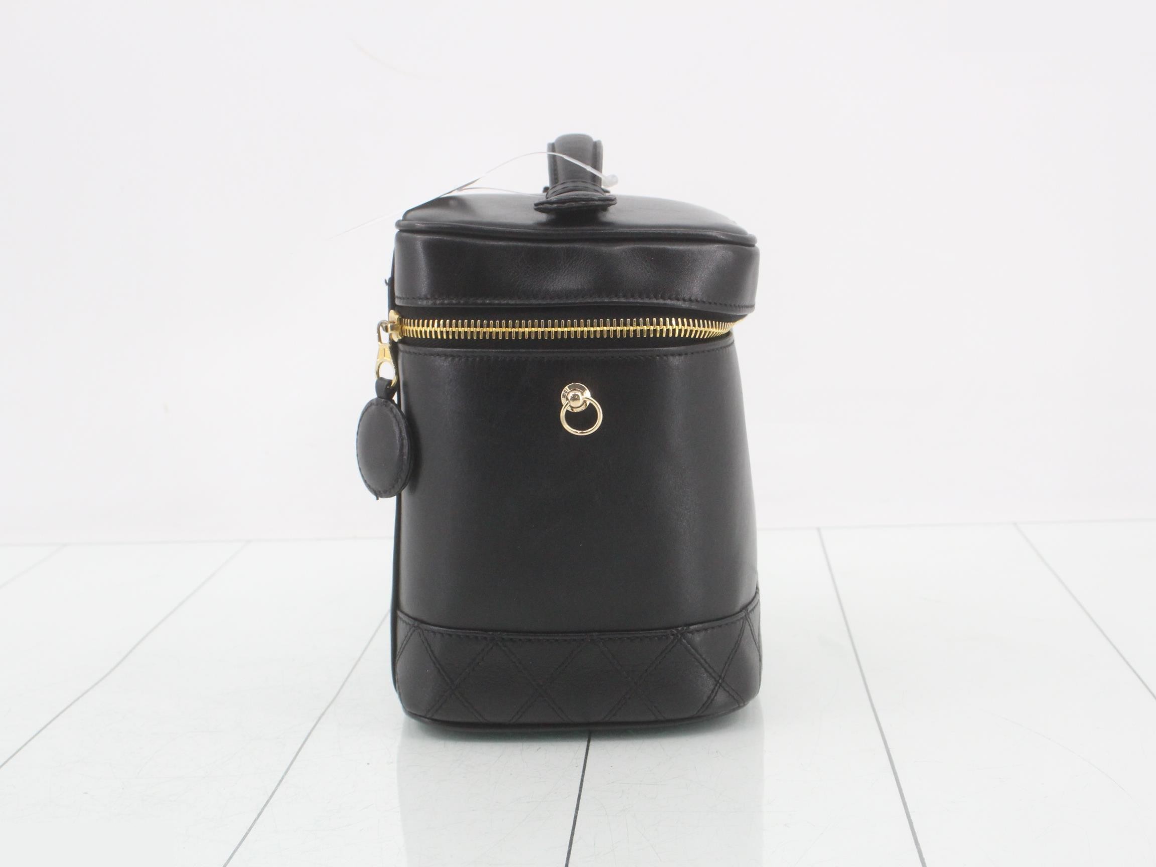 Leather Bicolore Vanity Pouch, Black — view 4