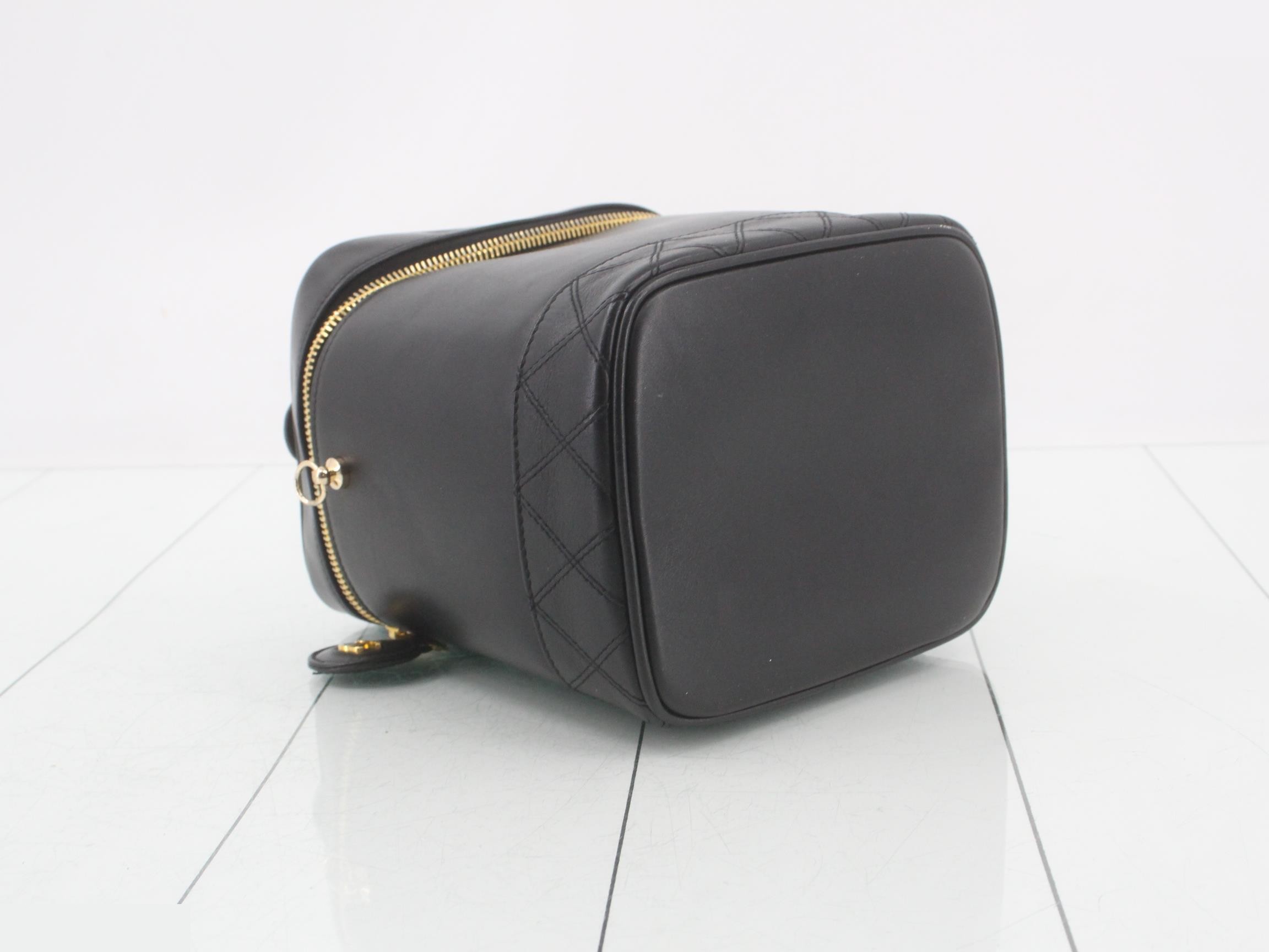 Leather Bicolore Vanity Pouch, Black — view 5