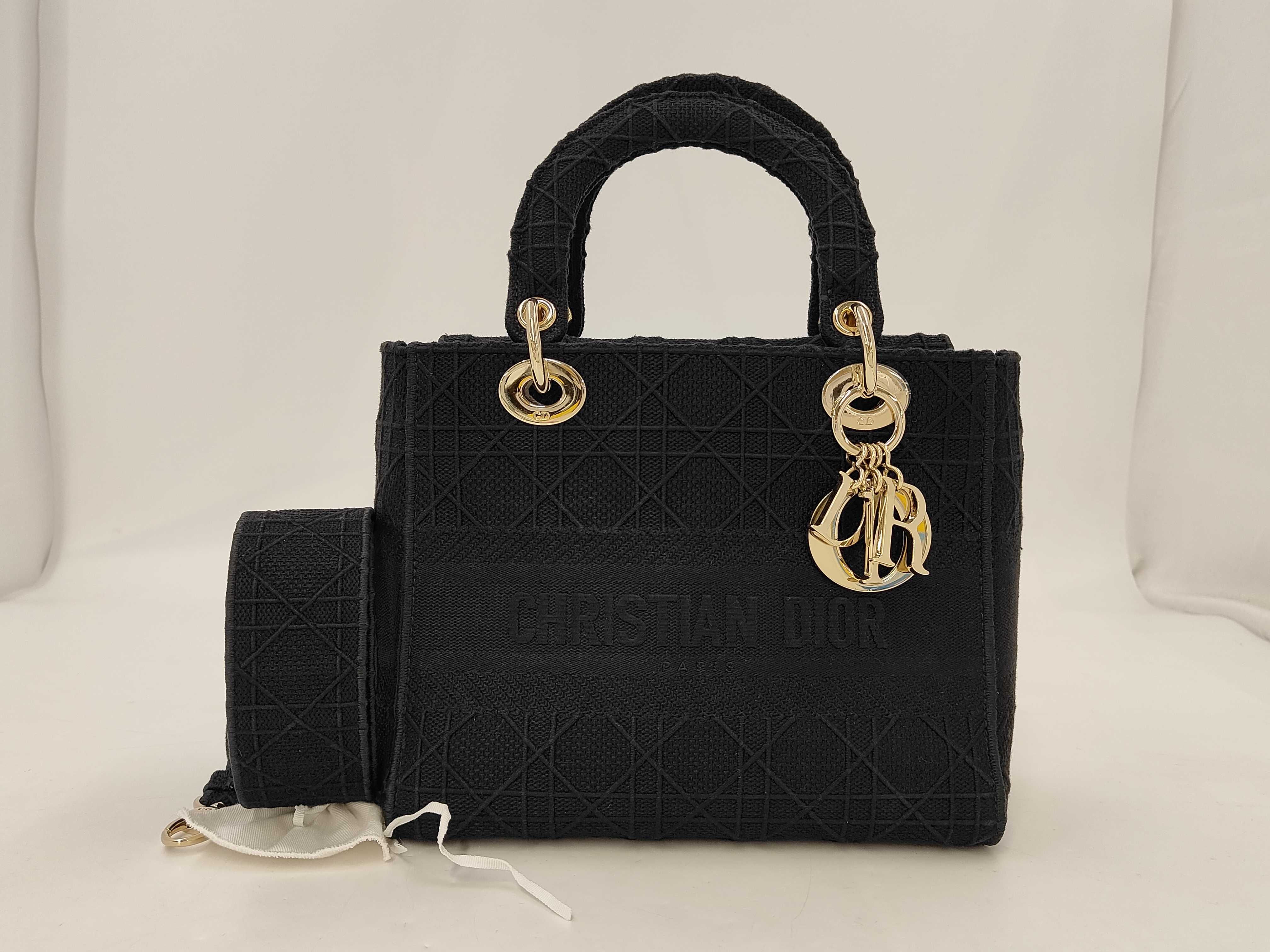 Lady Dior D-Lite Tote Bag with Embroidered Logo