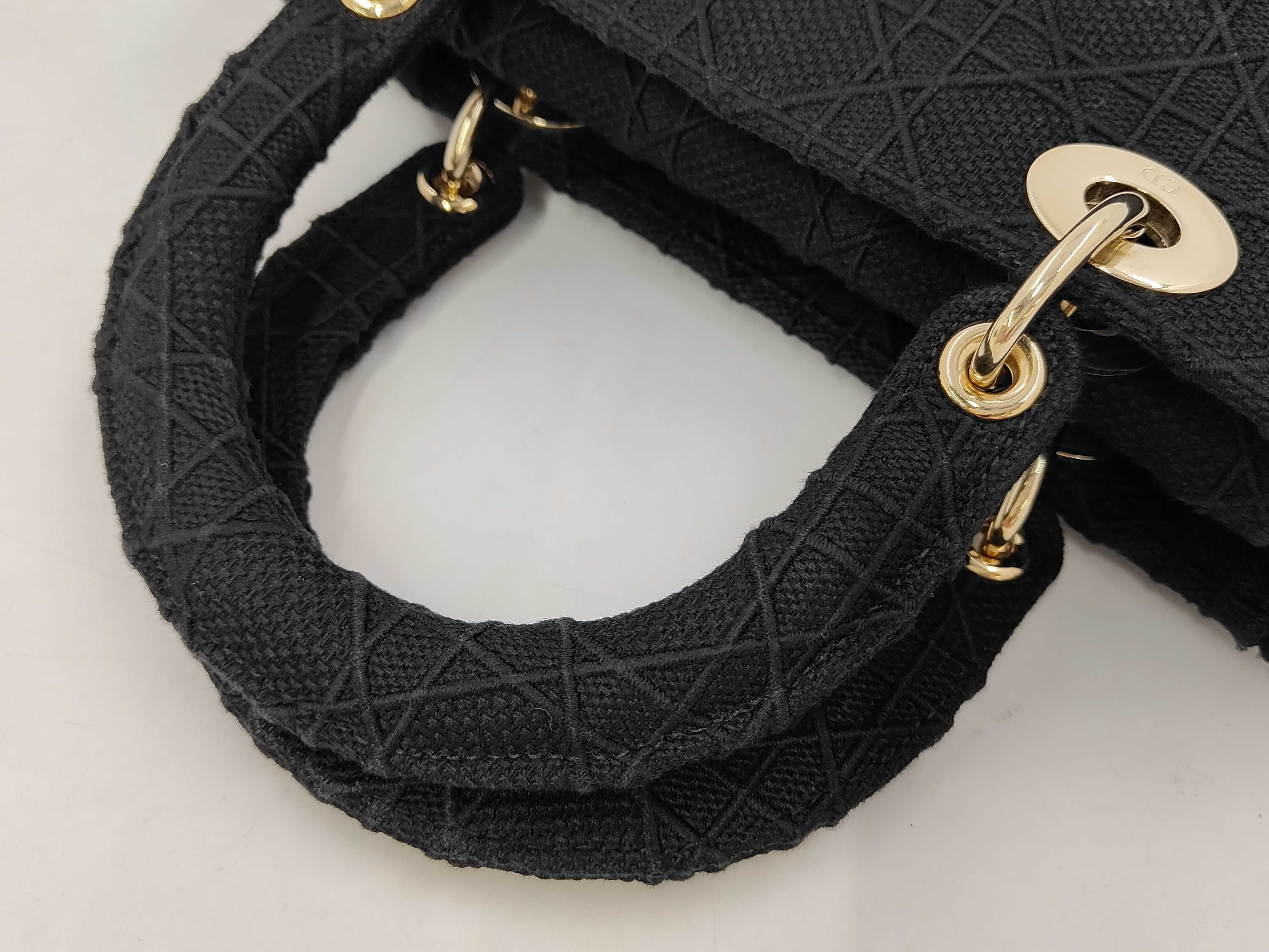 Lady Dior D-Lite Tote Bag with Embroidered Logo — view 4