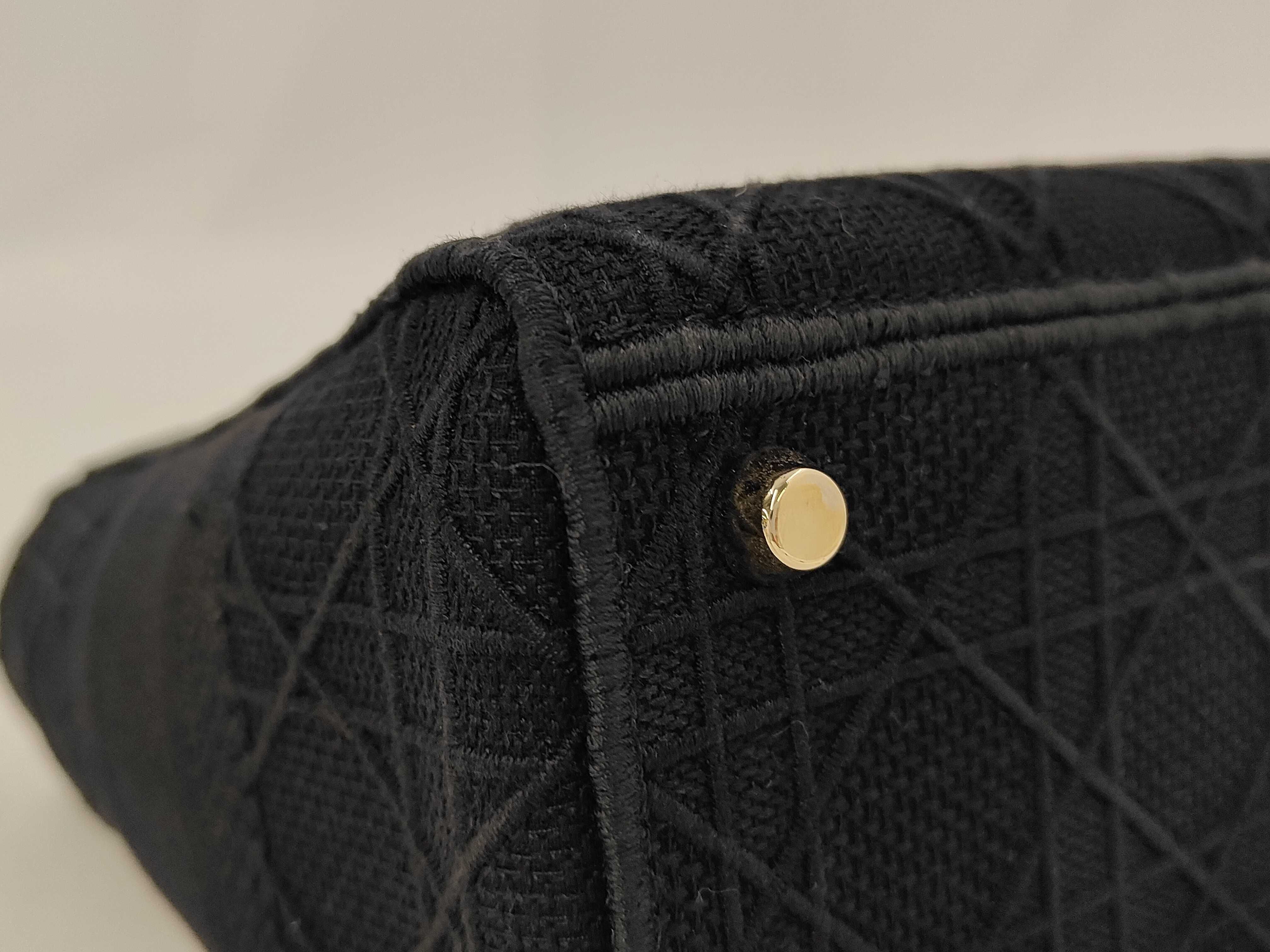 Lady Dior D-Lite Tote Bag with Embroidered Logo — view 7
