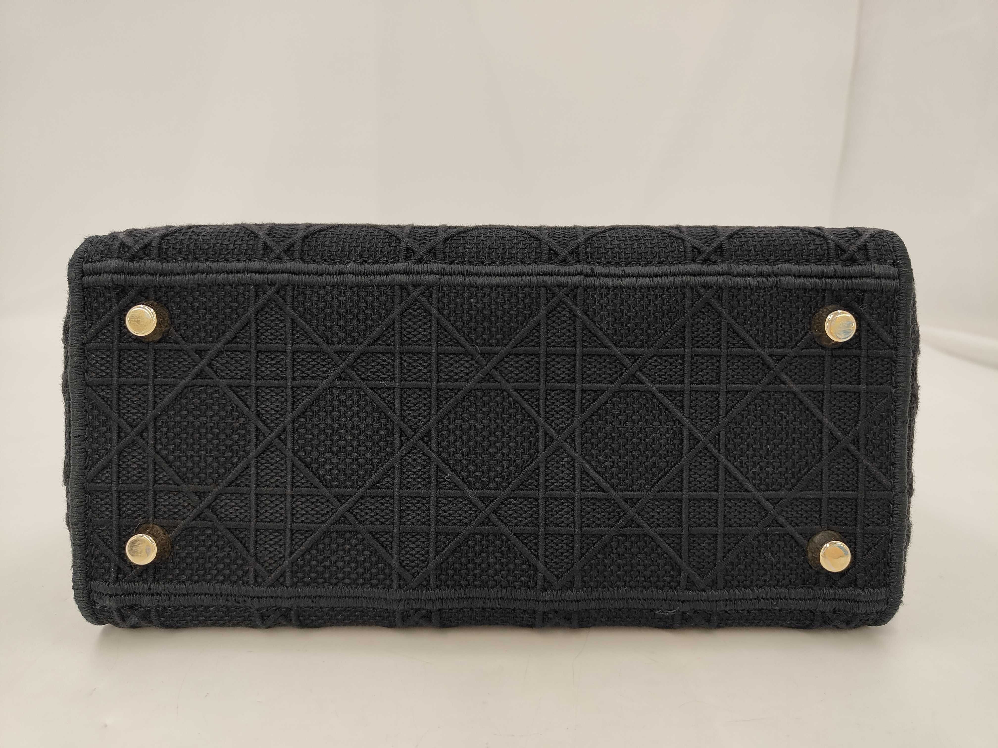 Lady Dior D-Lite Tote Bag with Embroidered Logo — view 8