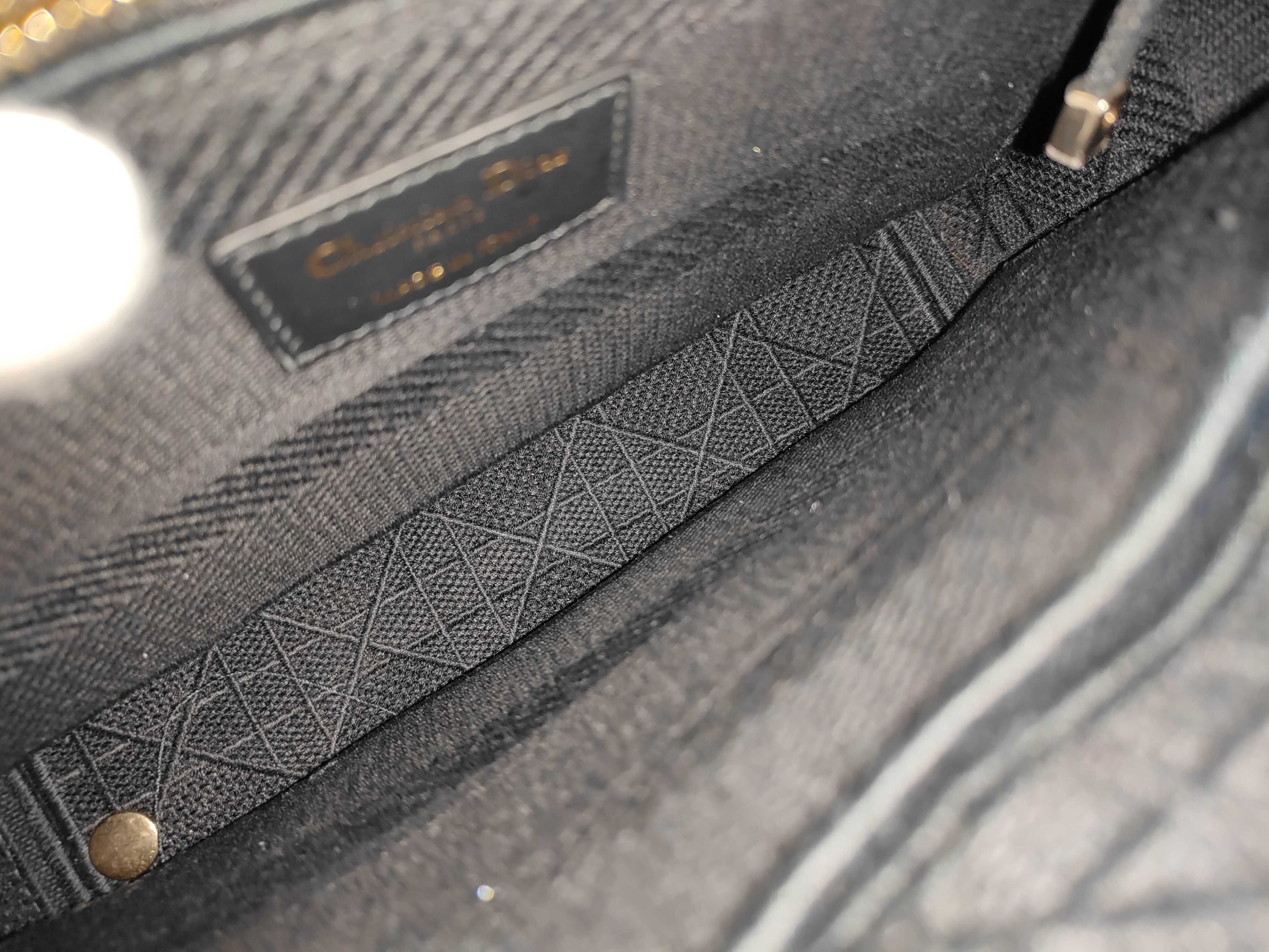 Lady Dior D-Lite Tote Bag with Embroidered Logo — view 10