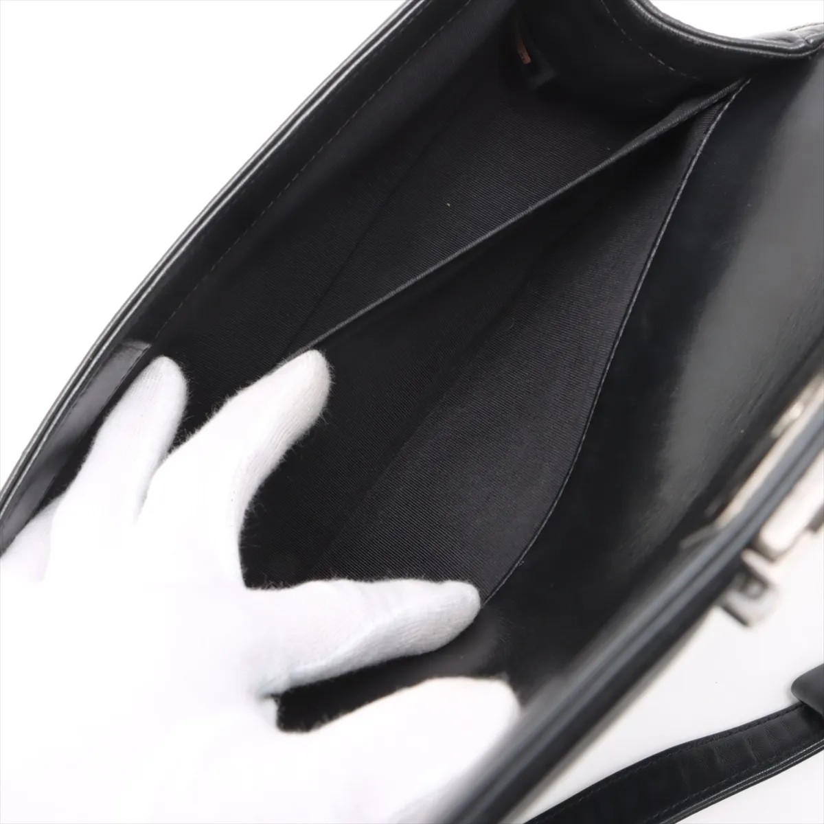 Boy Chanel 25 Lambskin Chain Shoulder Bag Black Gunmetal Metal Fittings 24299101 24th Series A67086 — view 8