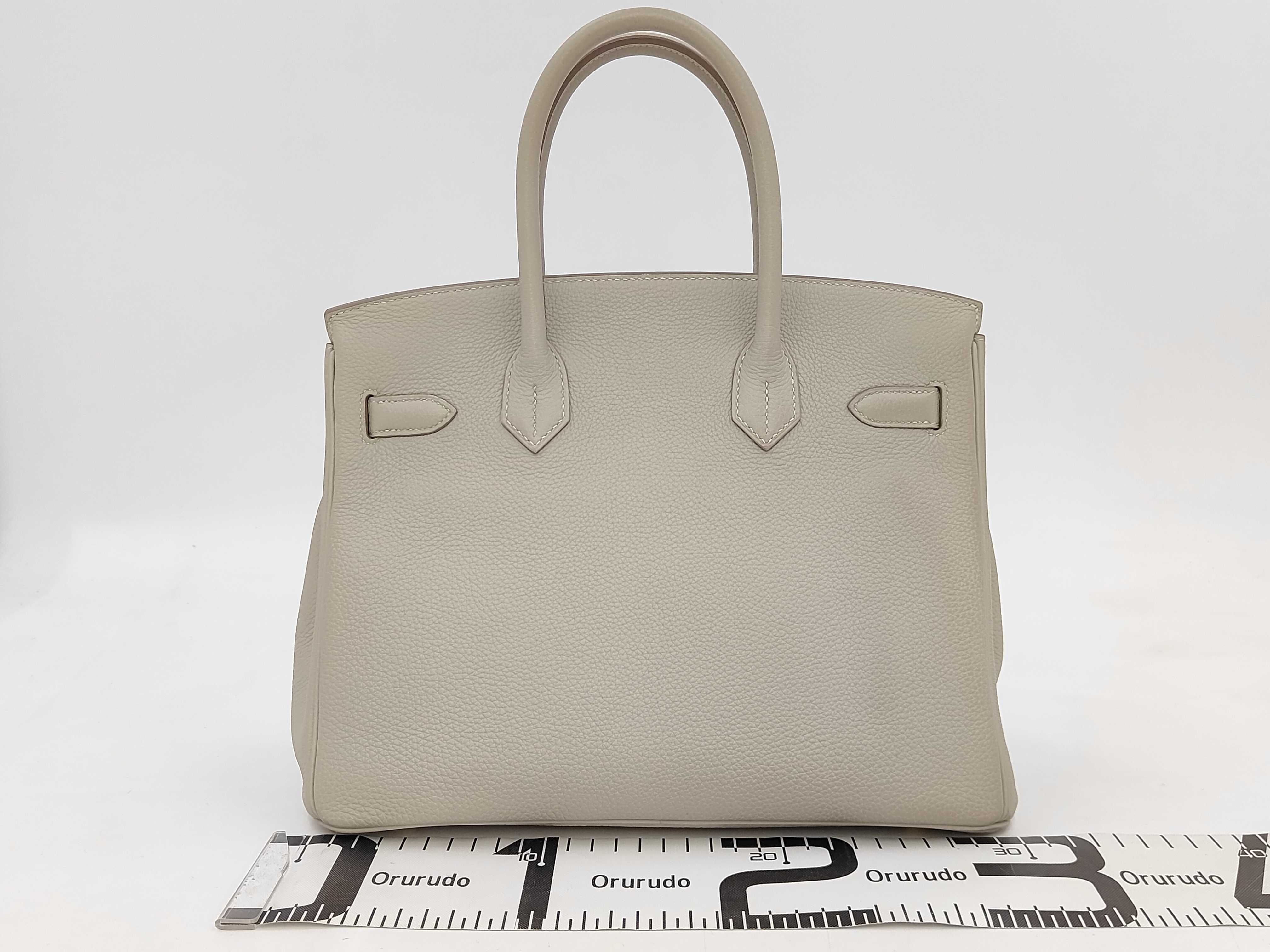Birkin 30 White Gray Gold Metal Fittings Z Engraved Handbag — view 2