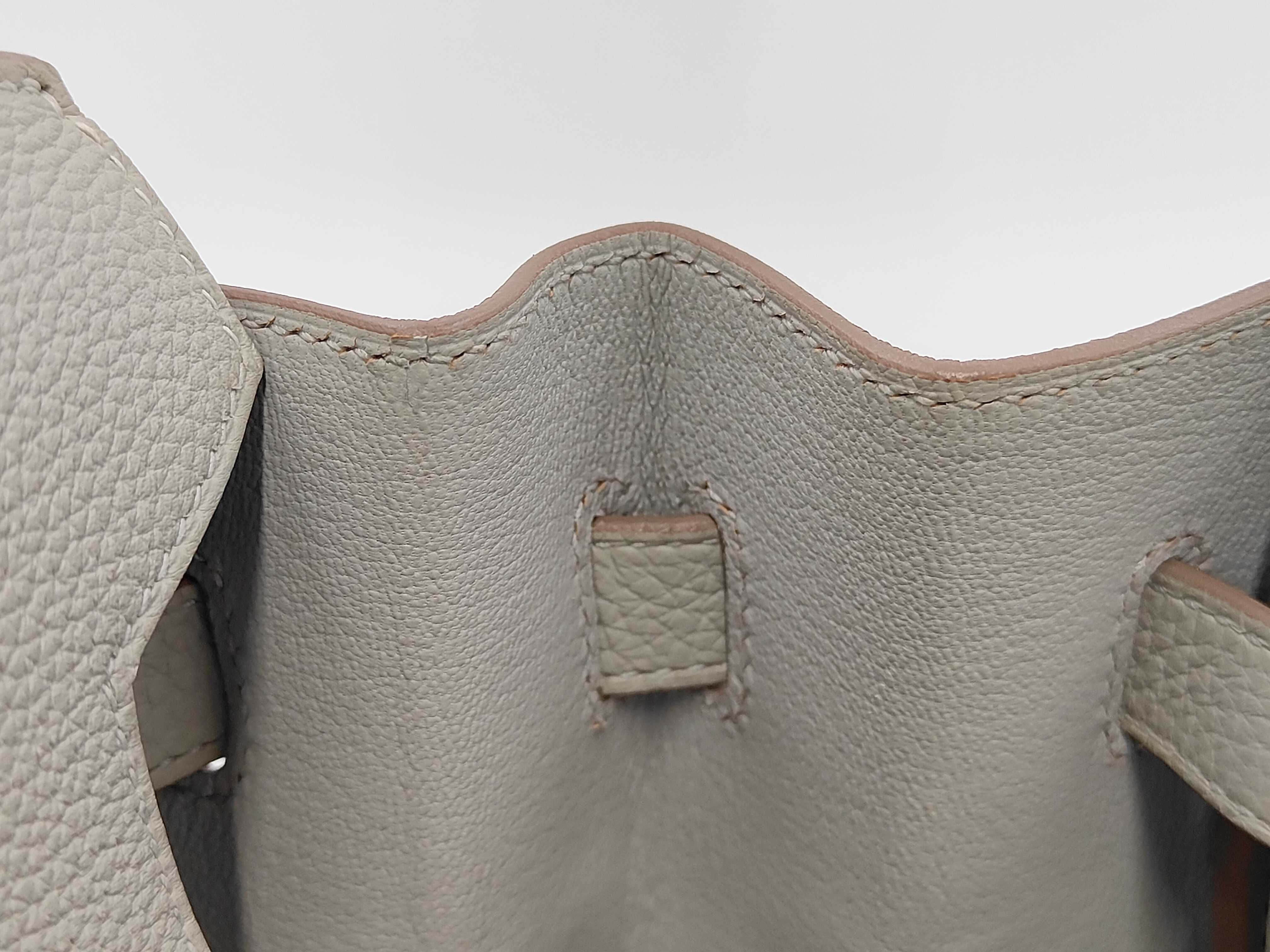 Birkin 30 White Gray Gold Metal Fittings Z Engraved Handbag — view 14