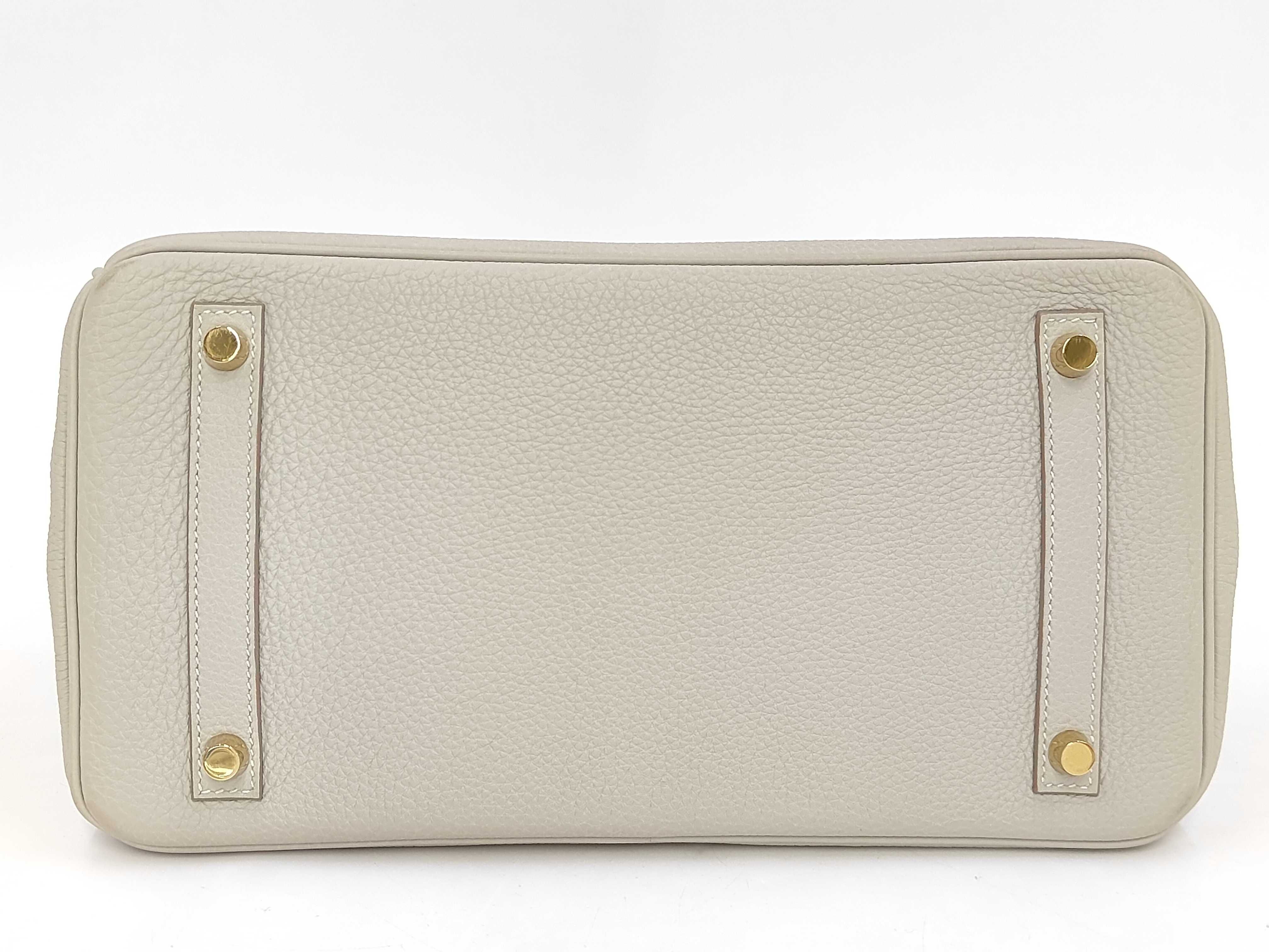 Birkin 30 White Gray Gold Metal Fittings Z Engraved Handbag — view 3