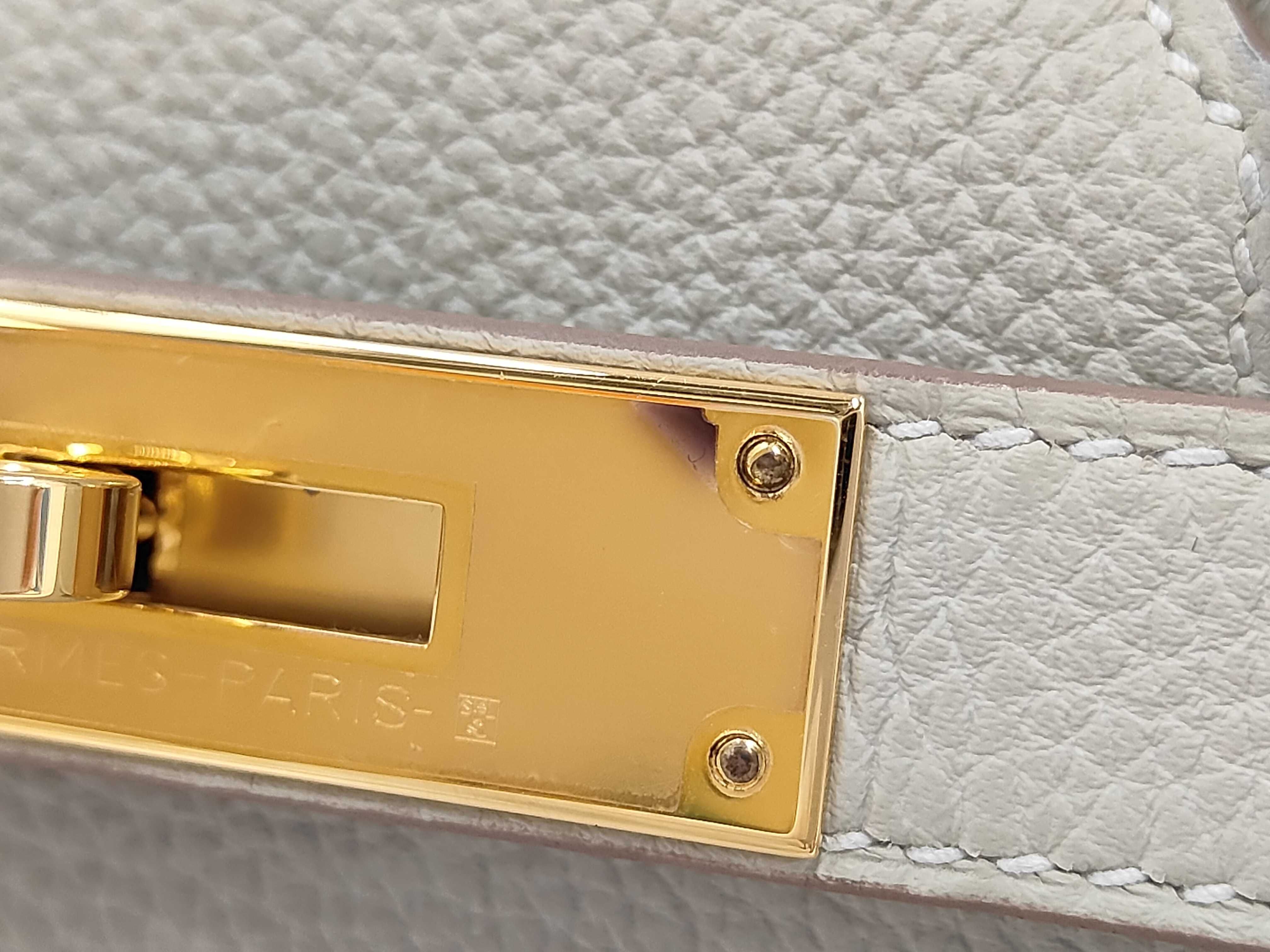 Birkin 30 White Gray Gold Metal Fittings Z Engraved Handbag — view 8