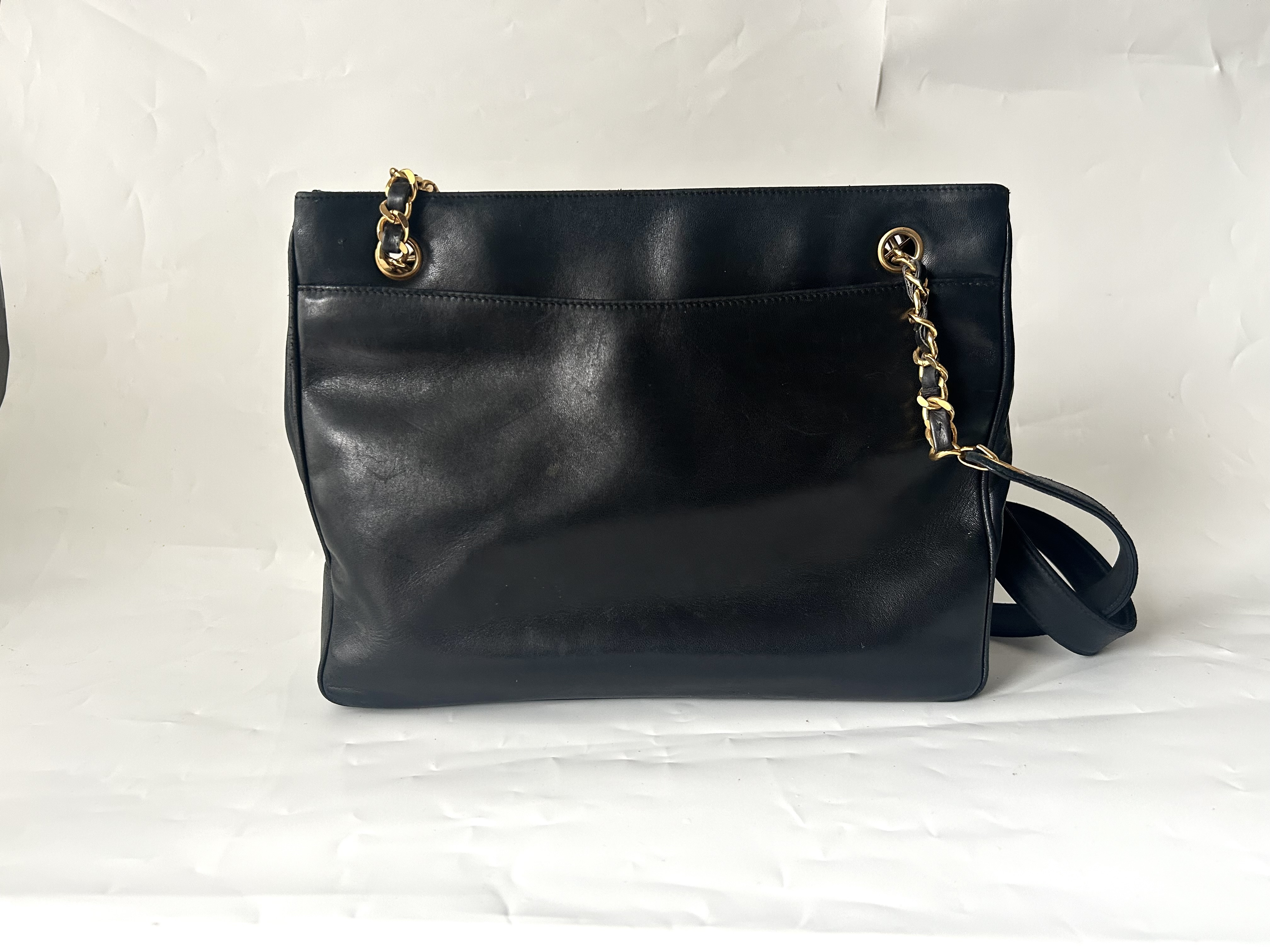 Lambskin Chain Tote Bag — view 2