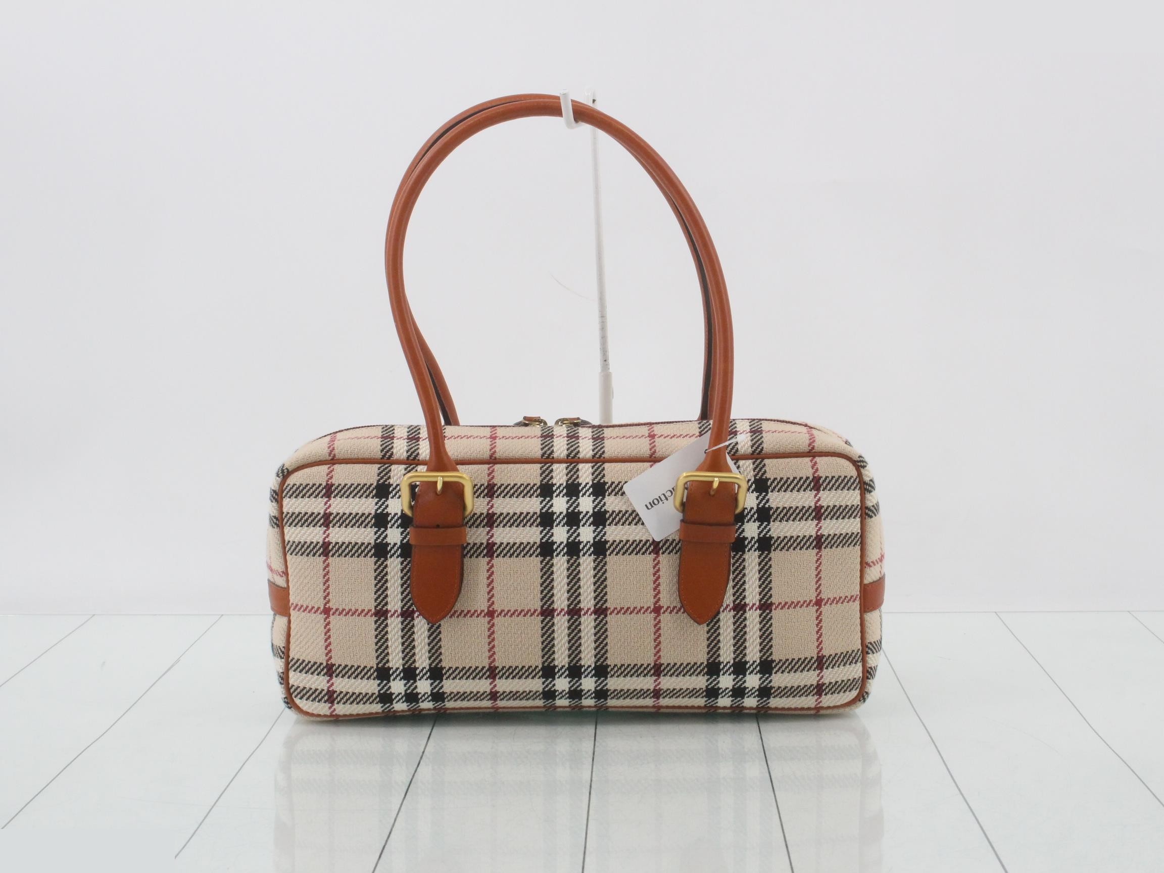 handbag, check pattern, camel — view 2