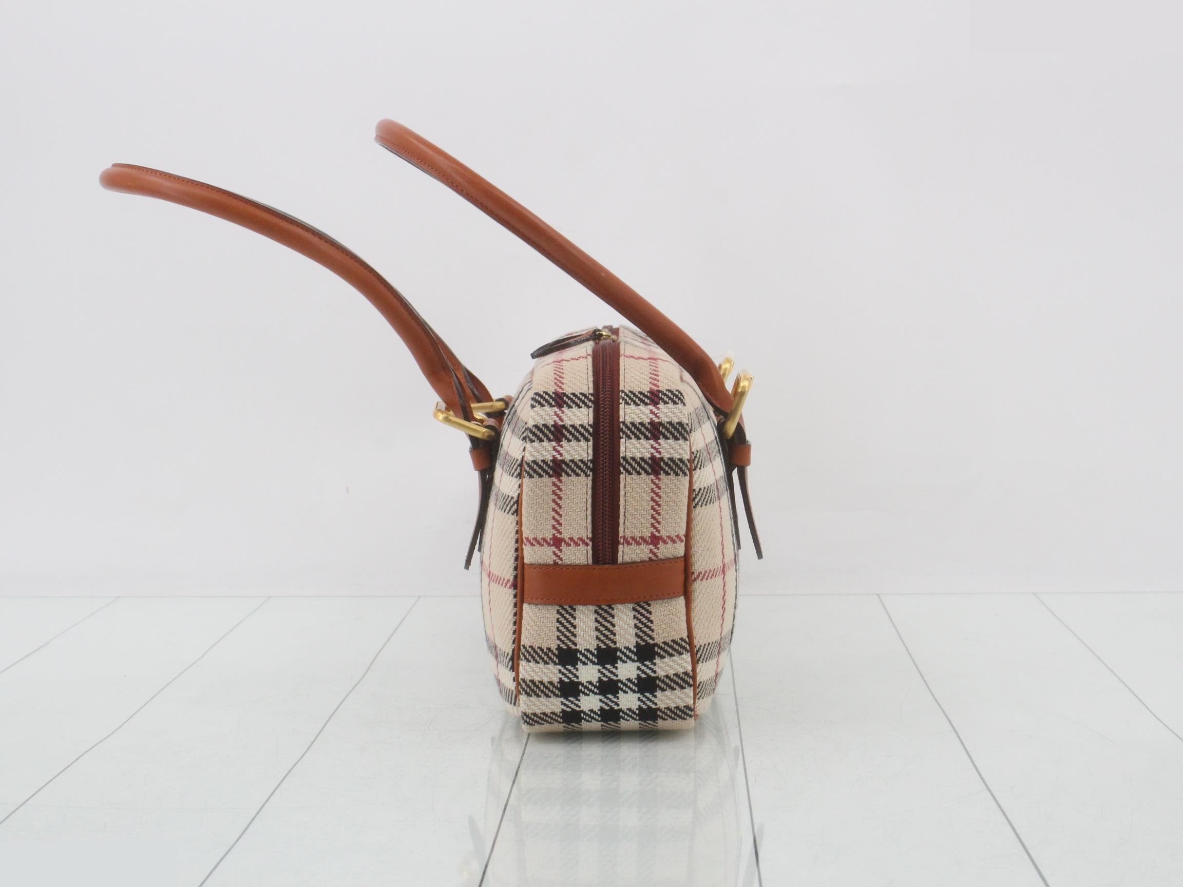 handbag, check pattern, camel — view 3