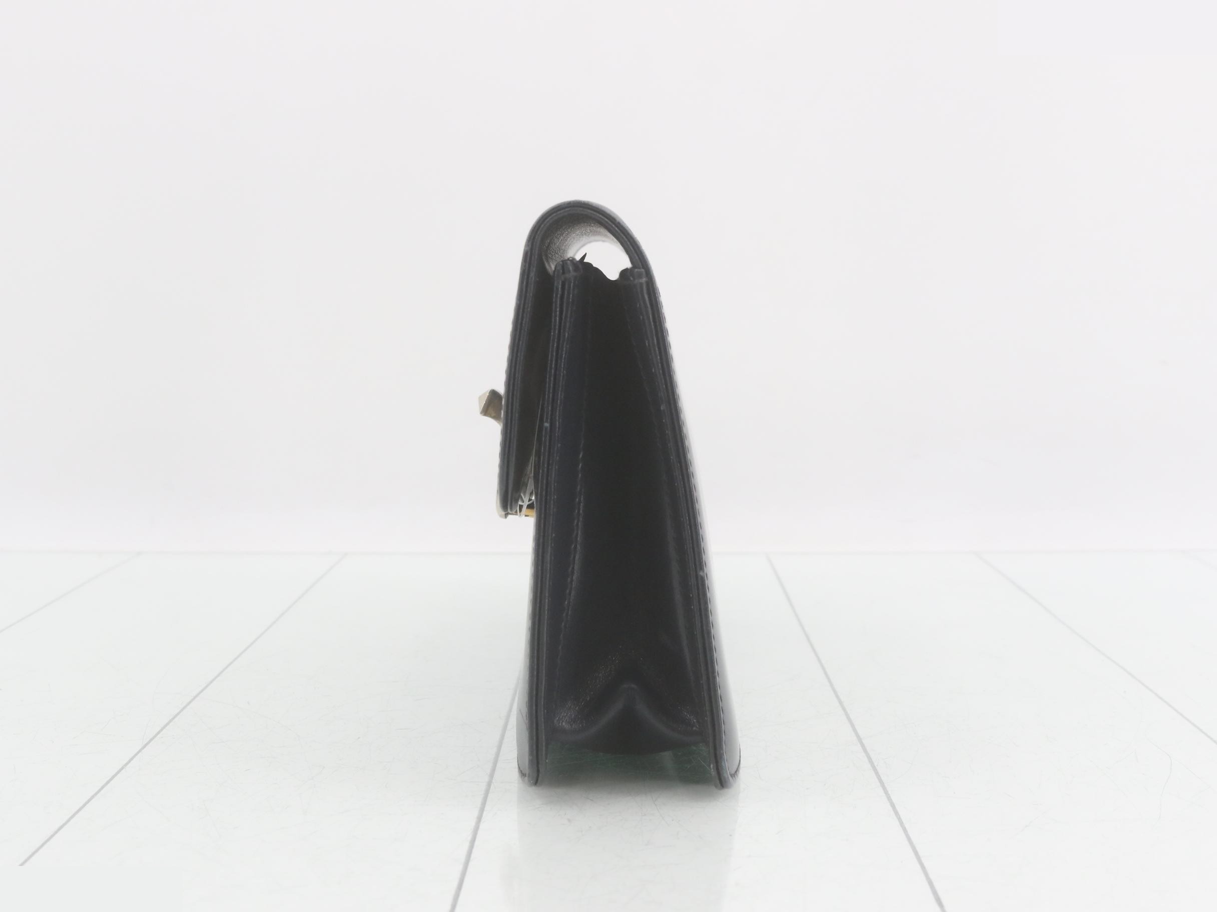 Vintage leather clutch bag, dark navy — view 3