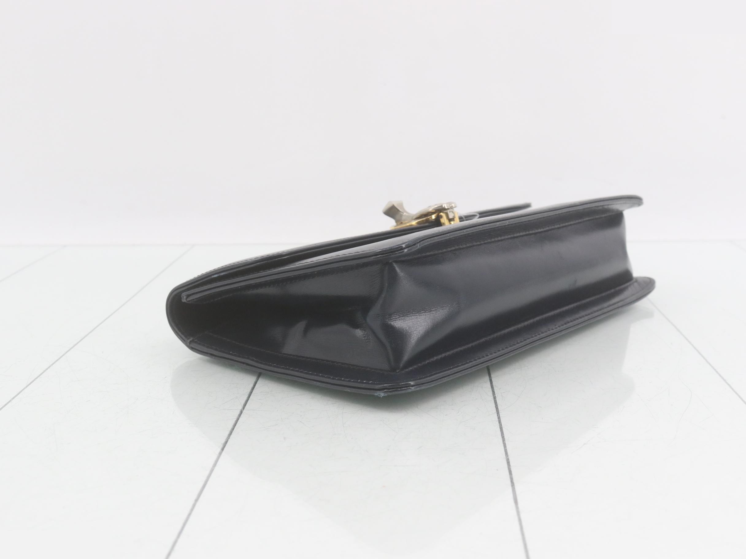 Vintage leather clutch bag, dark navy — view 5