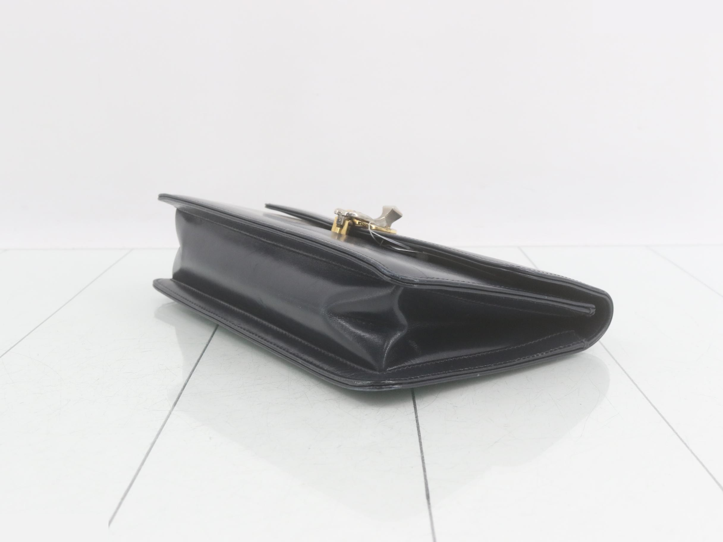 Vintage leather clutch bag, dark navy — view 6