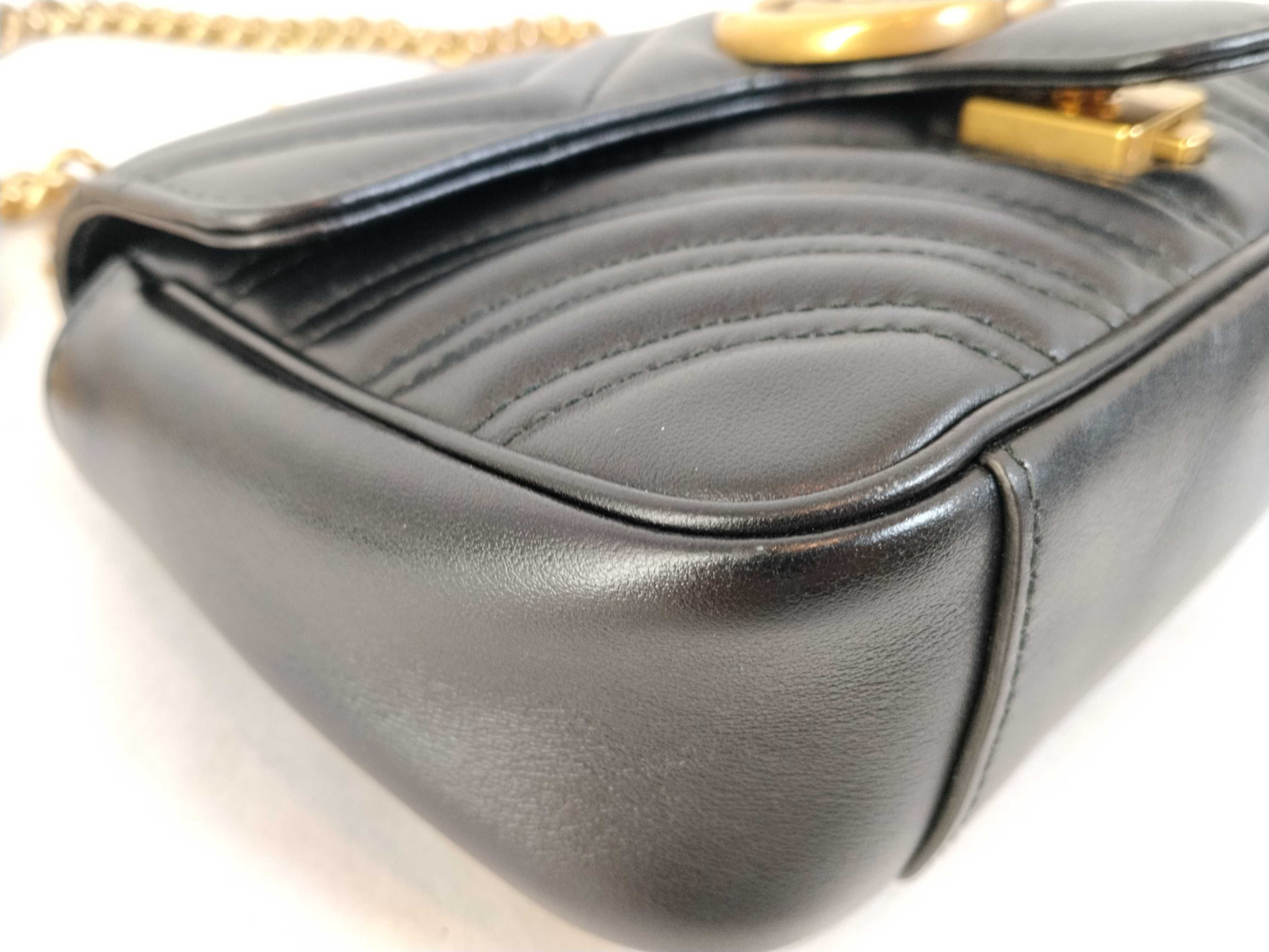 Marmont 22 Gold Retro Double G Embossed Leather Chain Flap Bag Shoulder & Crossbody Bag — view 6
