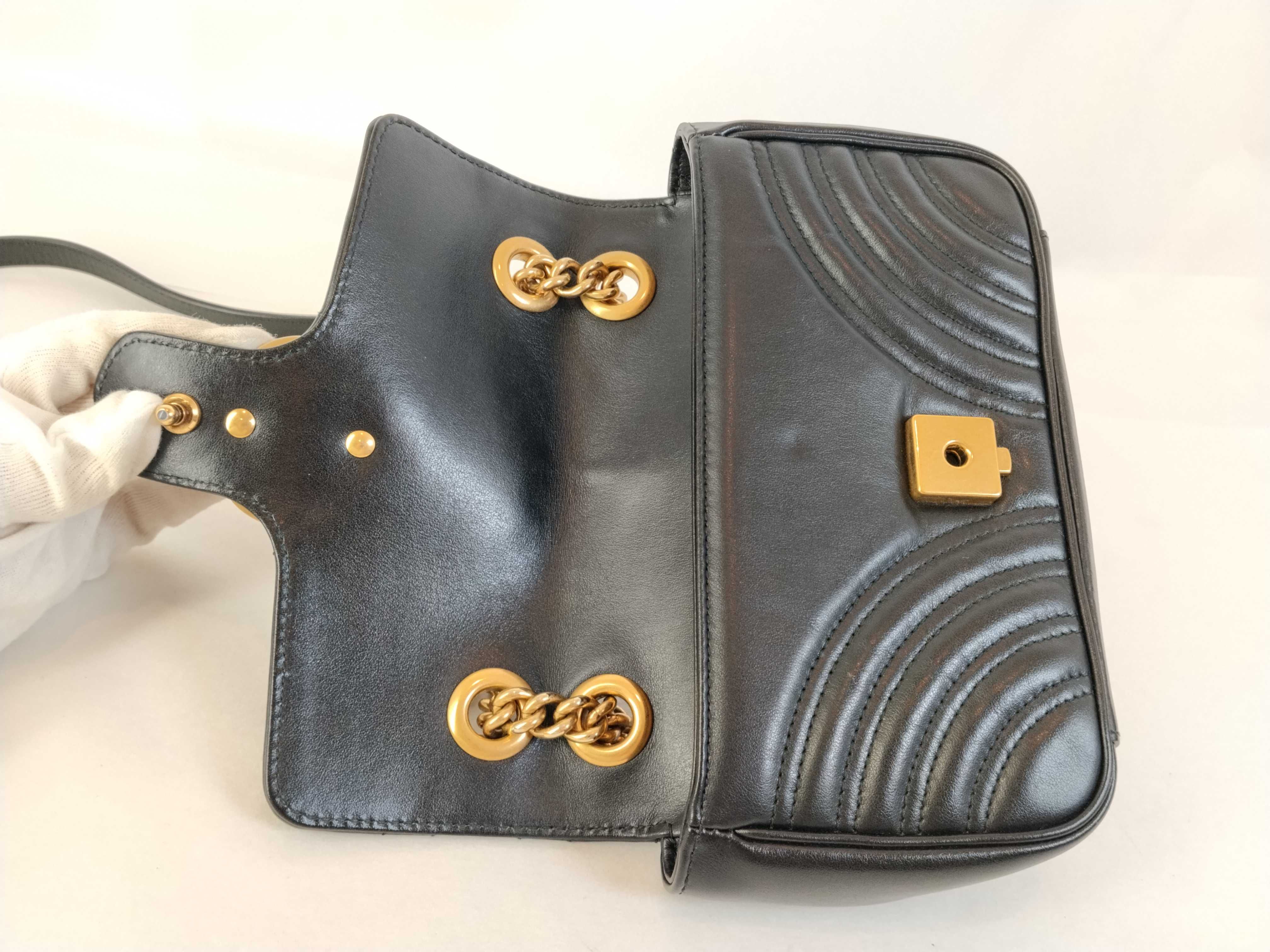 Marmont 22 Gold Retro Double G Embossed Leather Chain Flap Bag Shoulder & Crossbody Bag — view 8