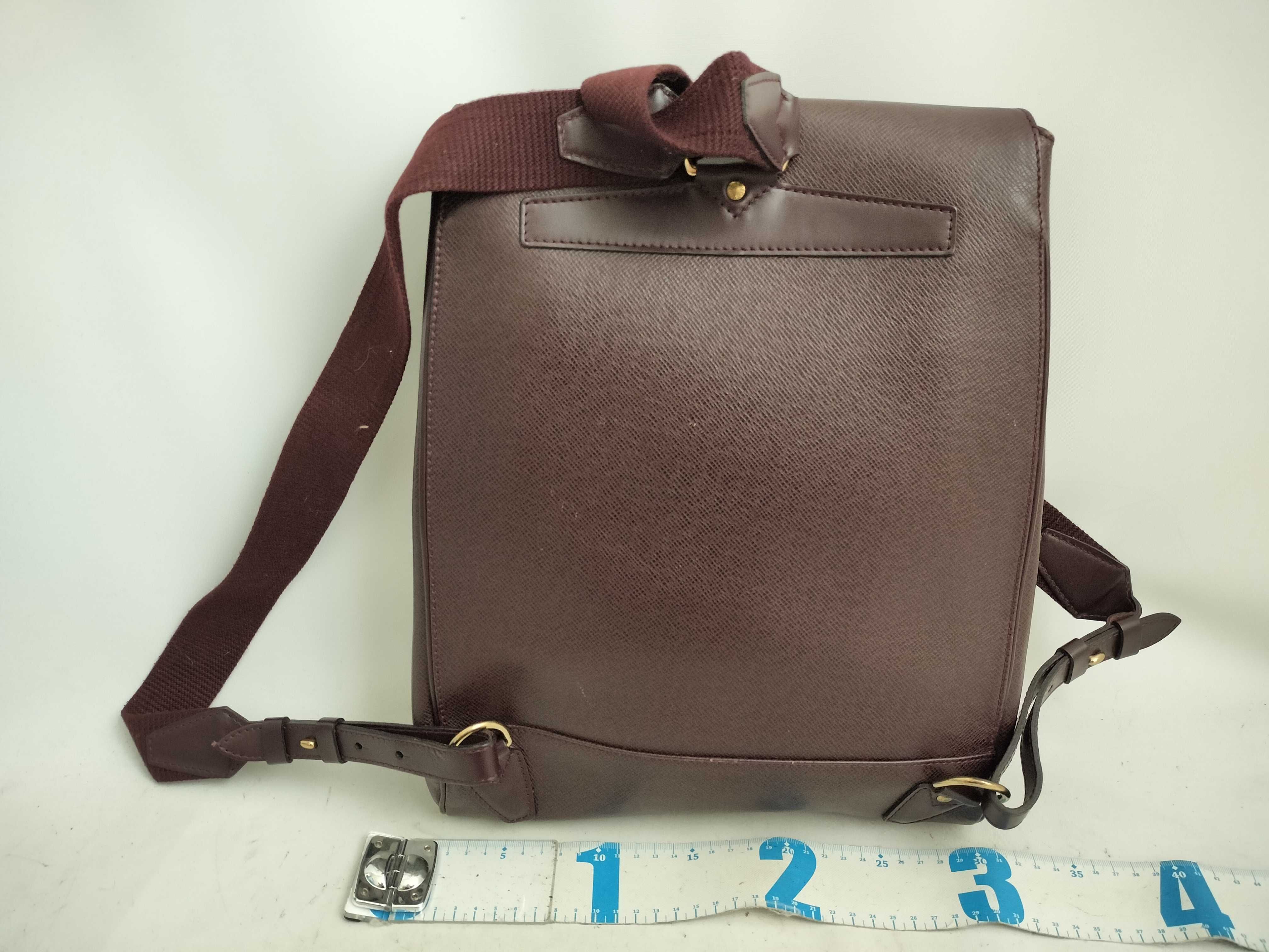 Taiga Leather Backpack, Wine Red Calfskin, Tiger Cassia M30172 — view 2