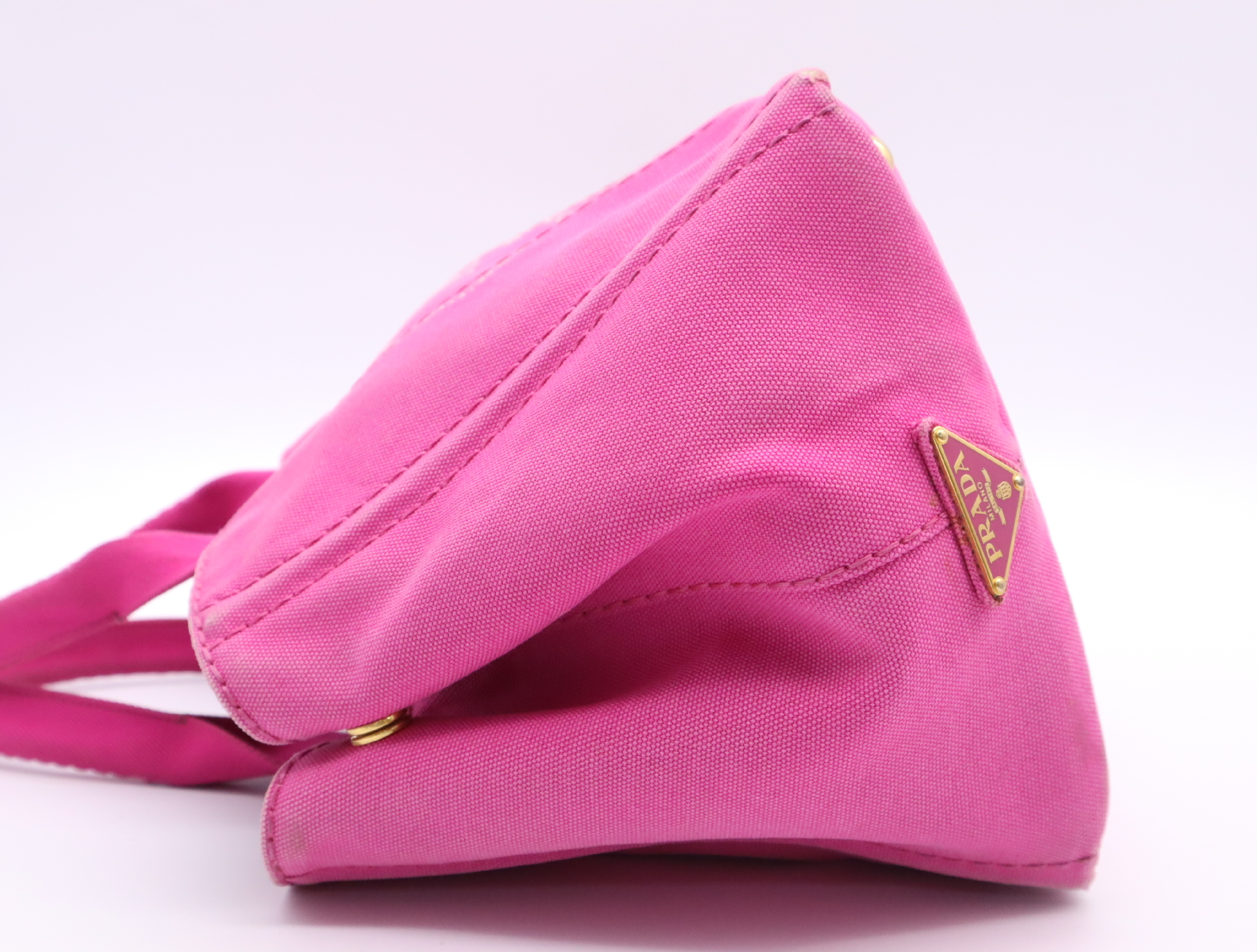 Canvas Canapa Tote Bag, Pink, Gold Hardware, Tote Bag — view 3