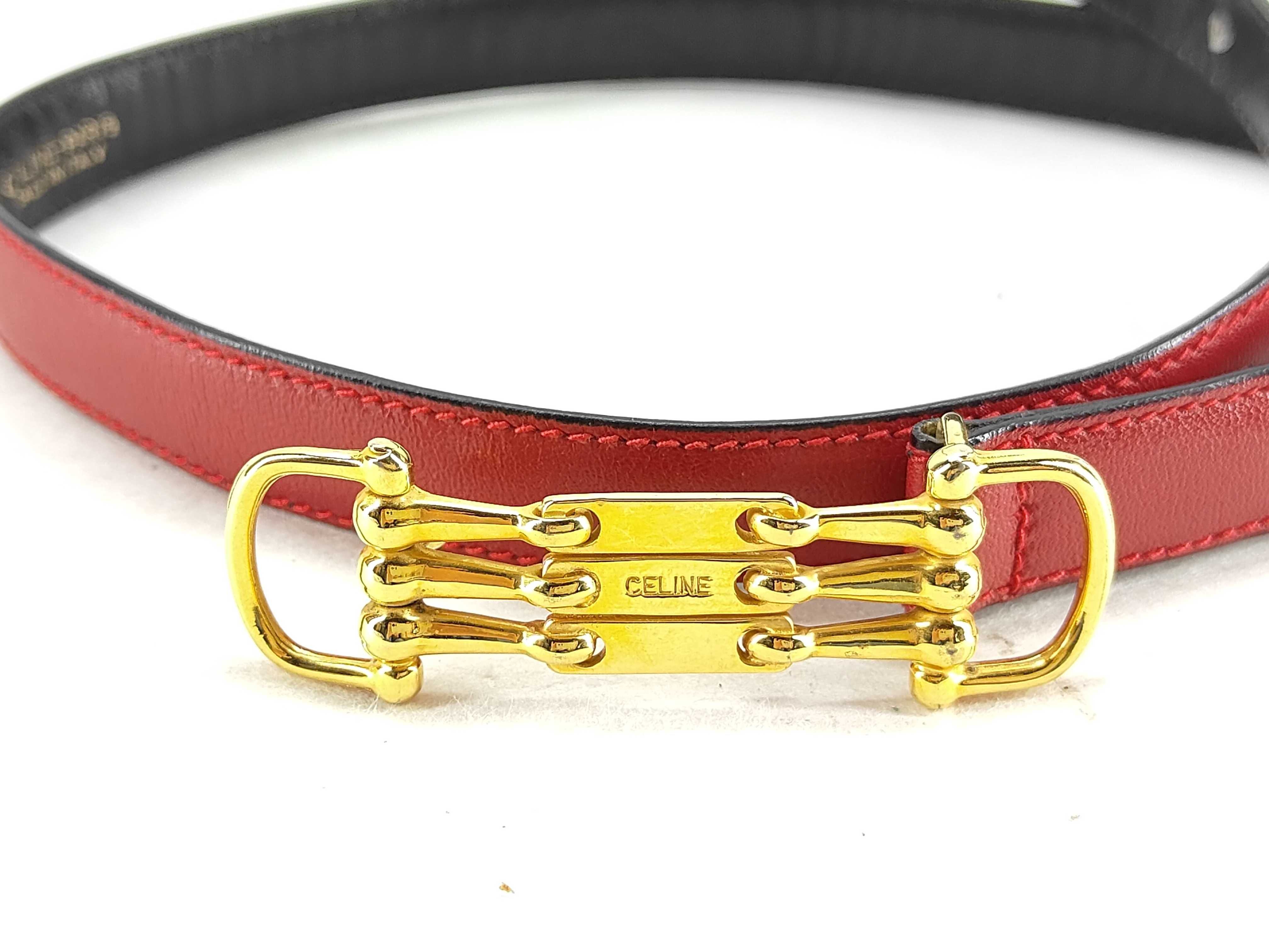 Triple Gold Buckle Leather Belt 60 Belt — view 2