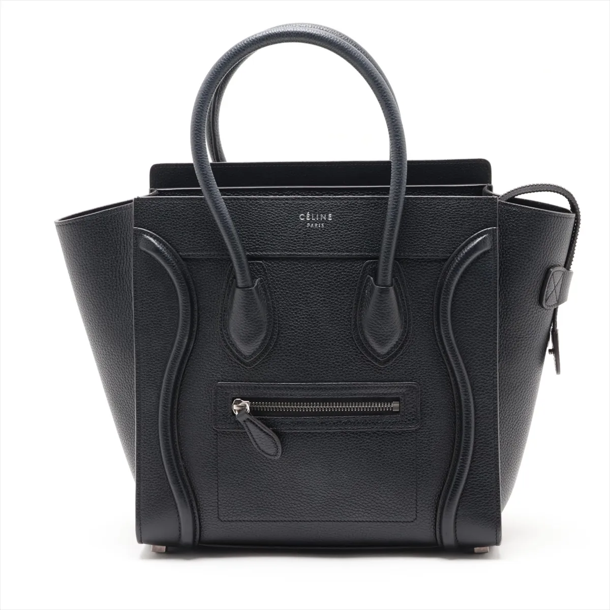 Luggage Micro Shopper Leather Handbag, Black