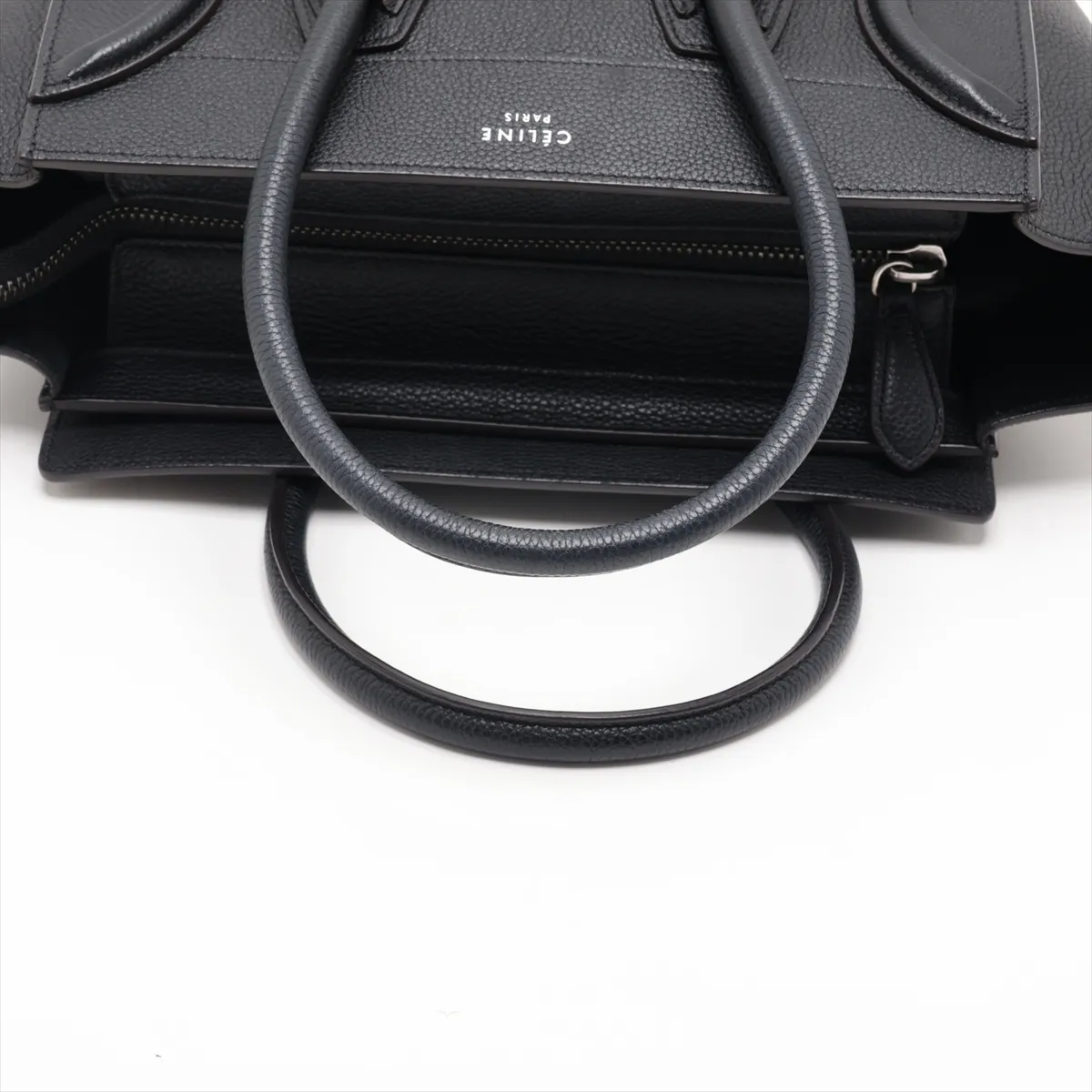 Luggage Micro Shopper Leather Handbag, Black — view 5