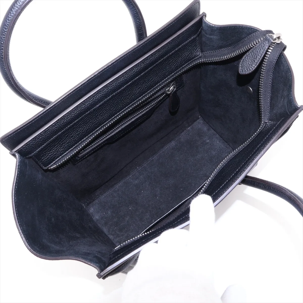 Luggage Micro Shopper Leather Handbag, Black — view 7