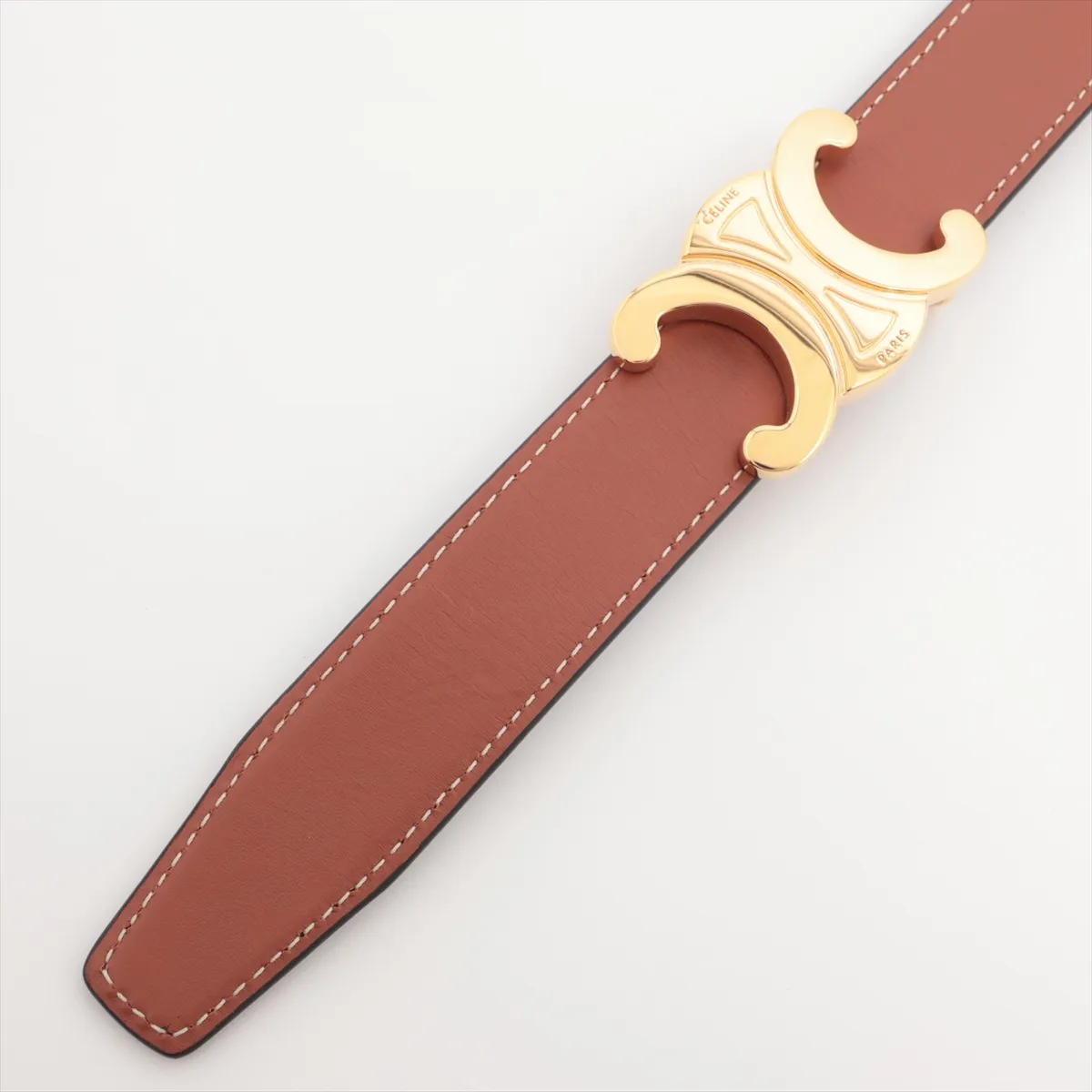Triomphe Belt, size 75, leather, black x brown. Strong — view 2
