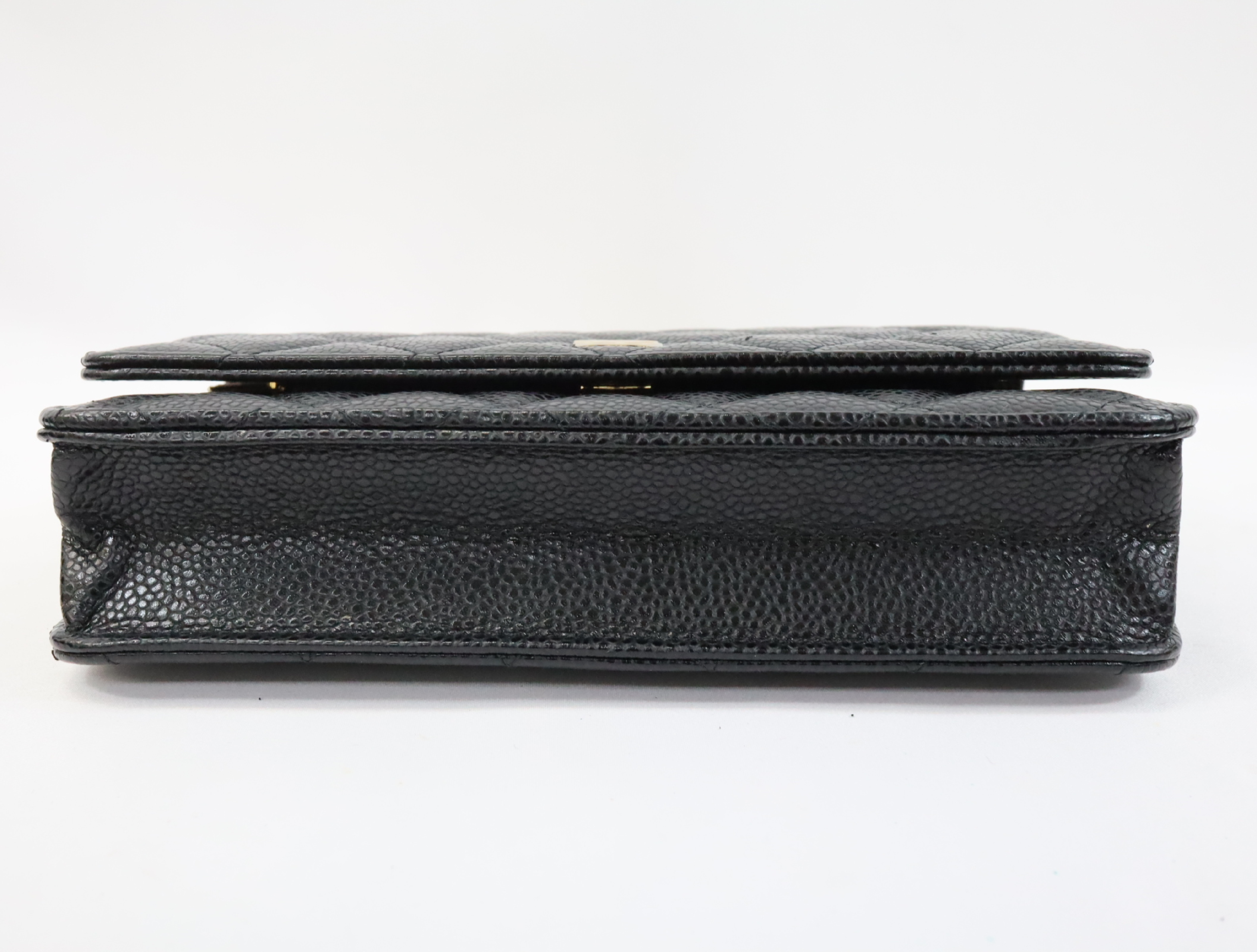 Matelassé Caviar Skin Chain Wallet, Black with Gold Hardware, Serial Number 29 (AP0250), Shoulder Bag — view 6
