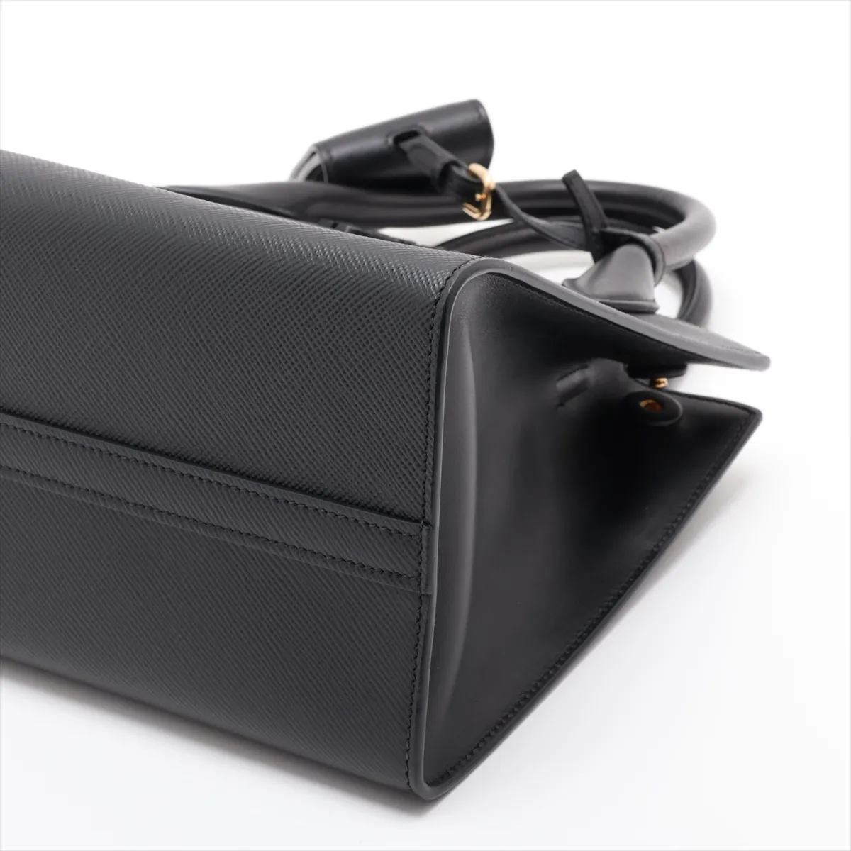 Saffiano Cuir Leather 2-Way Handbag, Black, 1BA156 — view 3