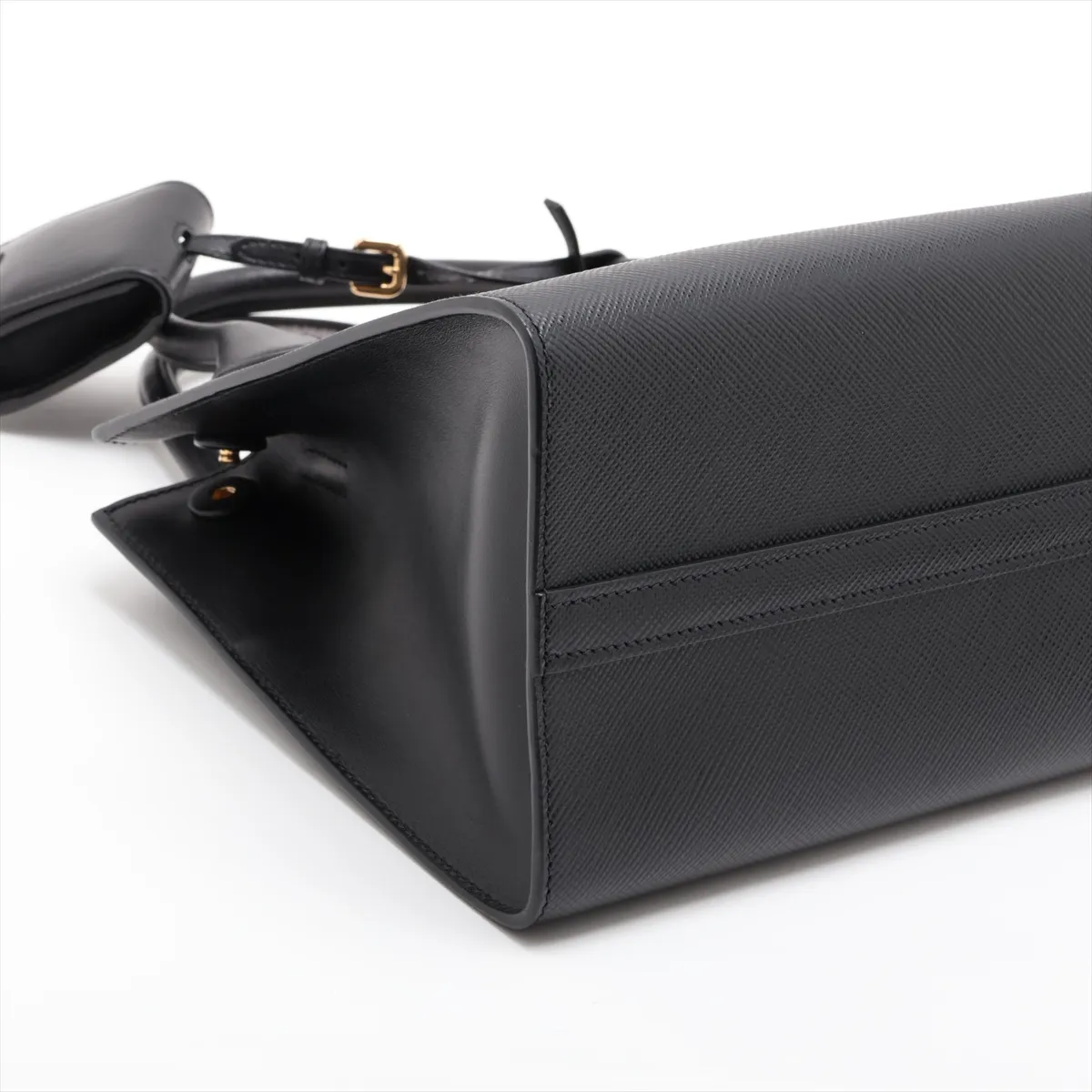Saffiano Cuir Leather 2-Way Handbag, Black, 1BA156 — view 4