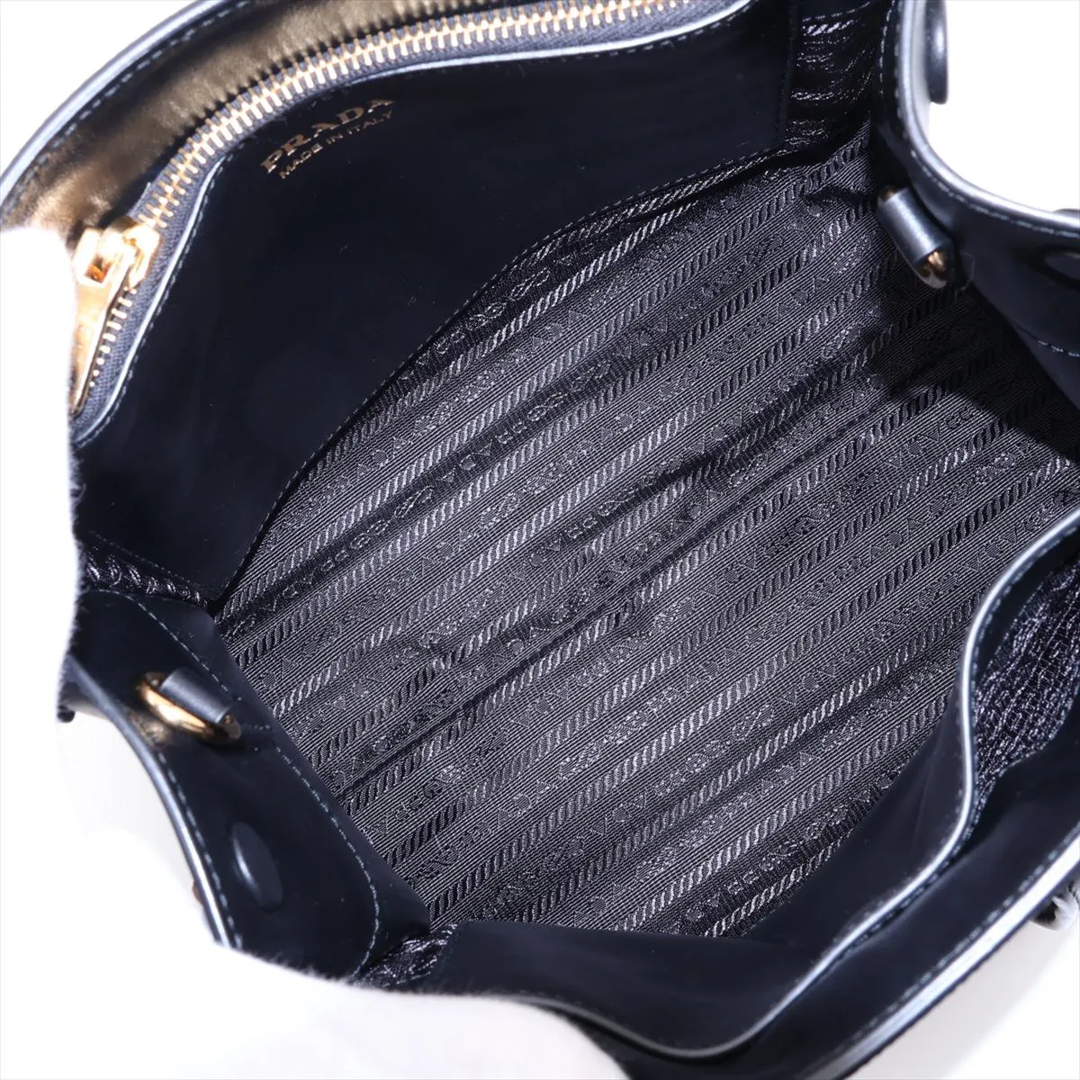 Saffiano Cuir Leather 2-Way Handbag, Black, 1BA156 — view 8