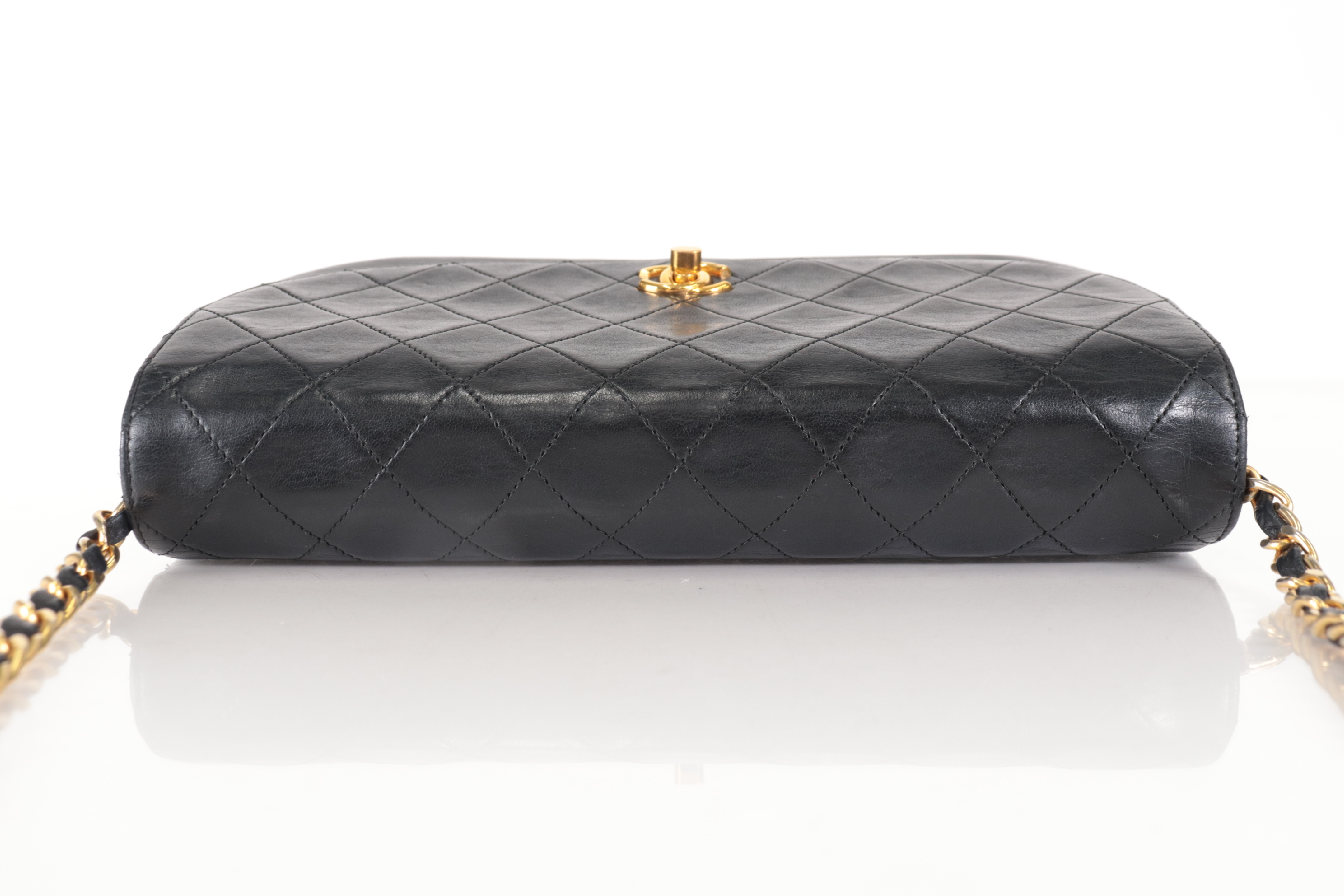 Round Double Flap Lambskin Chain Shoulder Bag — view 5