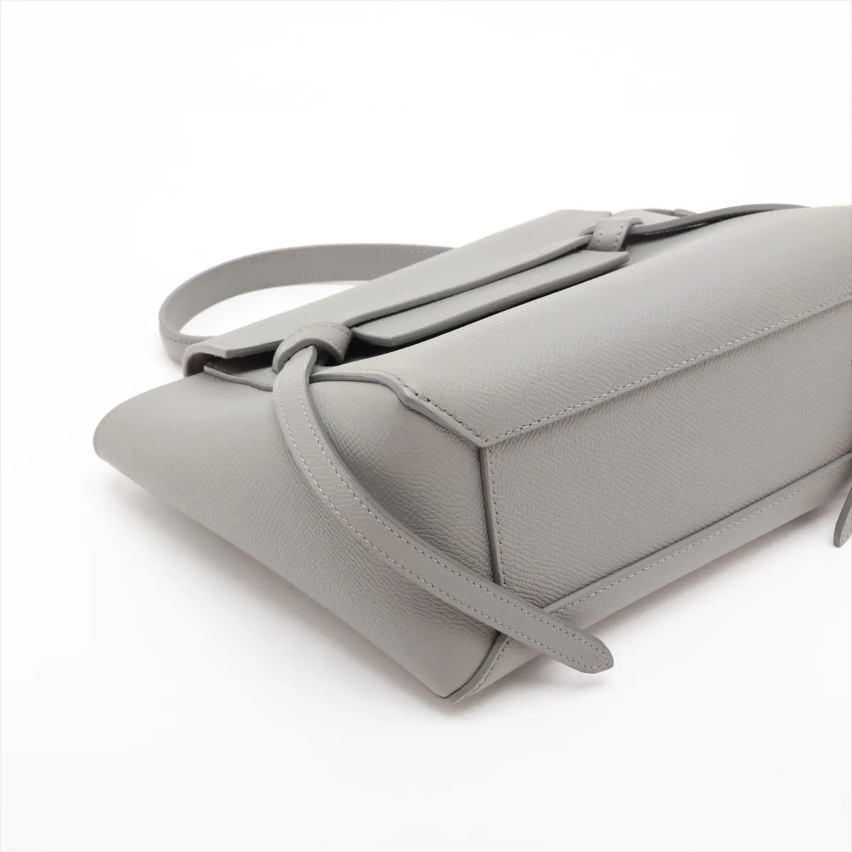 Belt Bag Nano Leather 2-Way Handbag, Gray — view 4