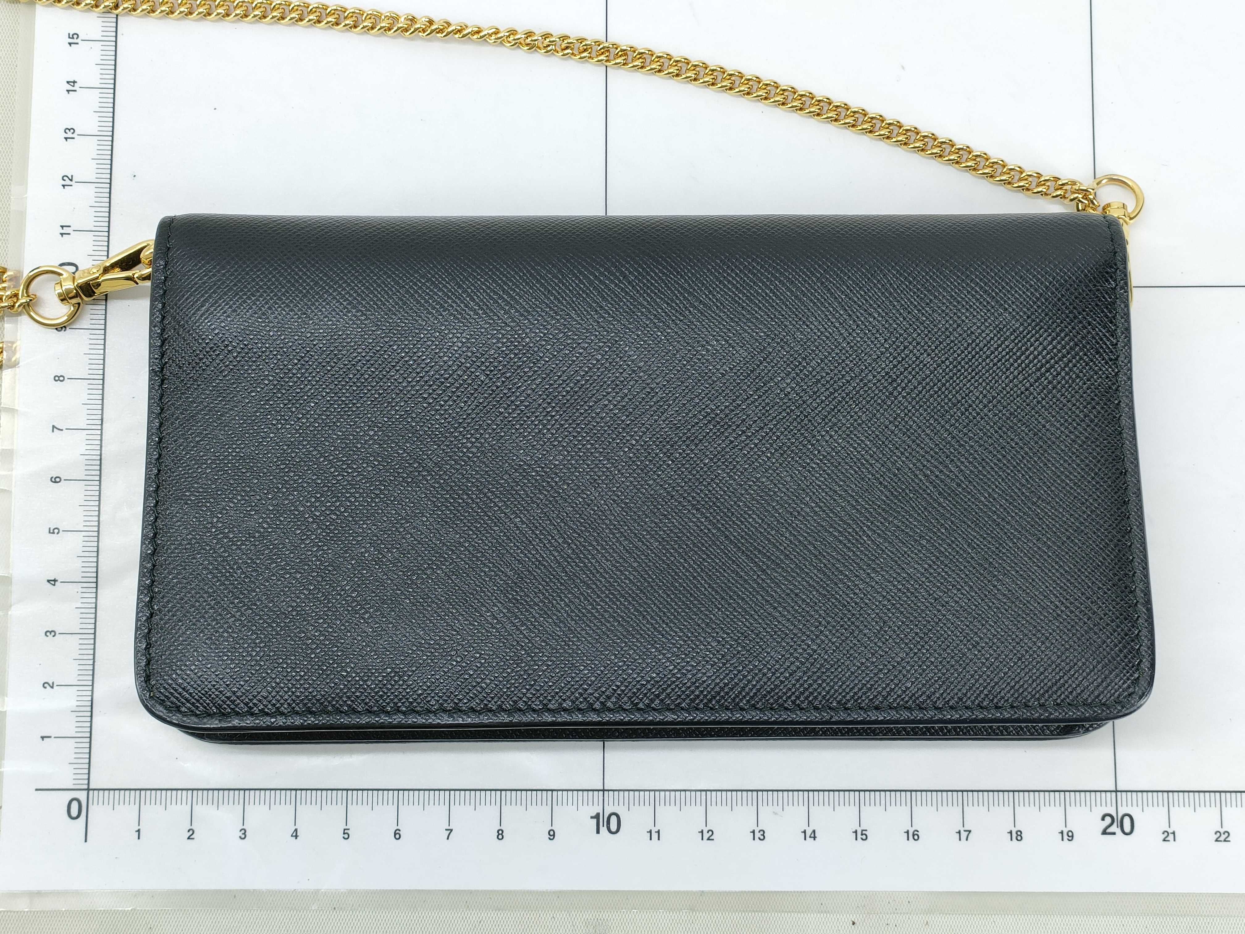 Saffiano Leather Chain Wallet, Black, 1DH029 (Wallet) — view 2