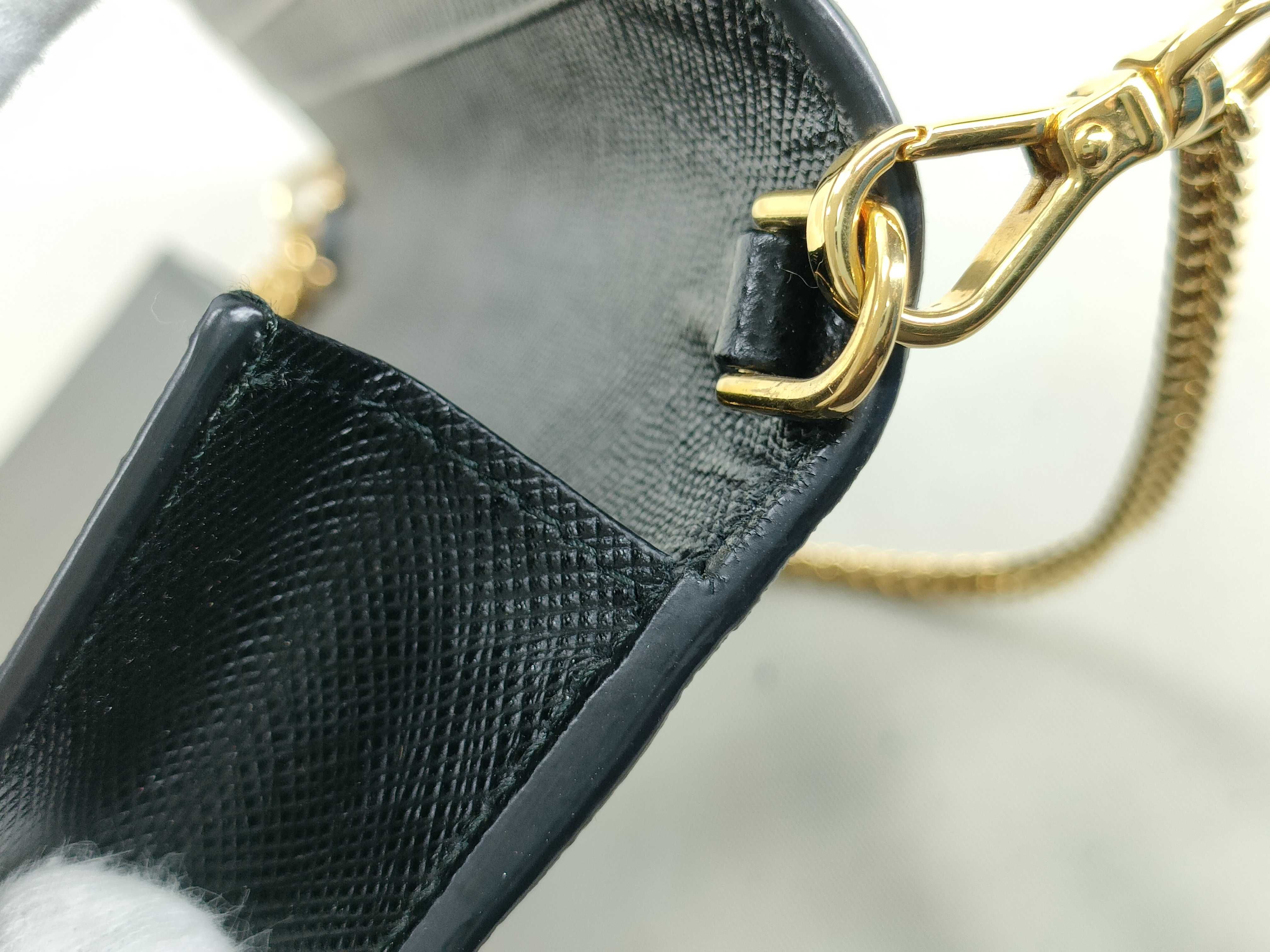 Saffiano Leather Chain Wallet, Black, 1DH029 (Wallet) — view 13
