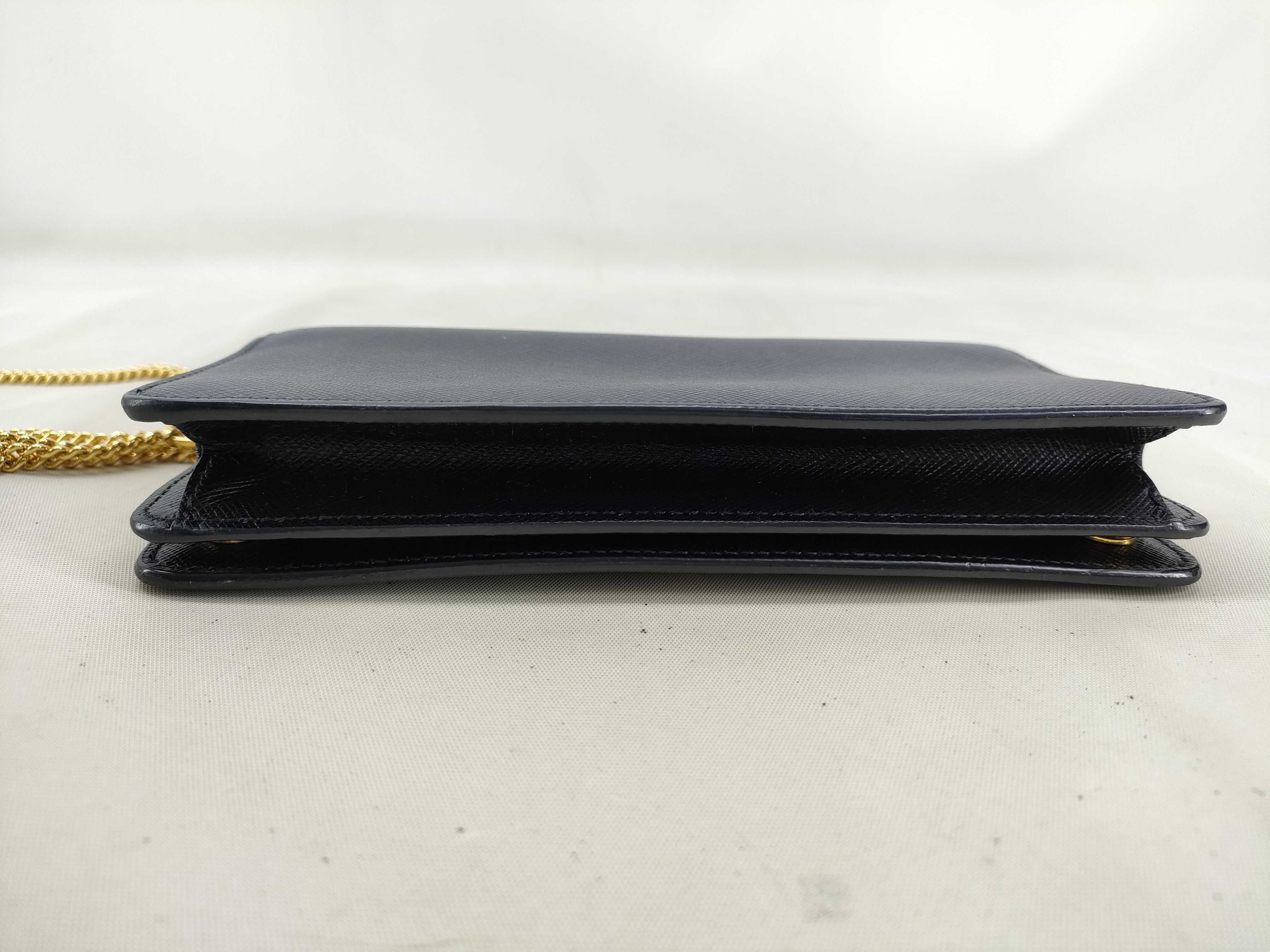 Saffiano Leather Chain Wallet, Black, 1DH029 (Wallet) — view 3