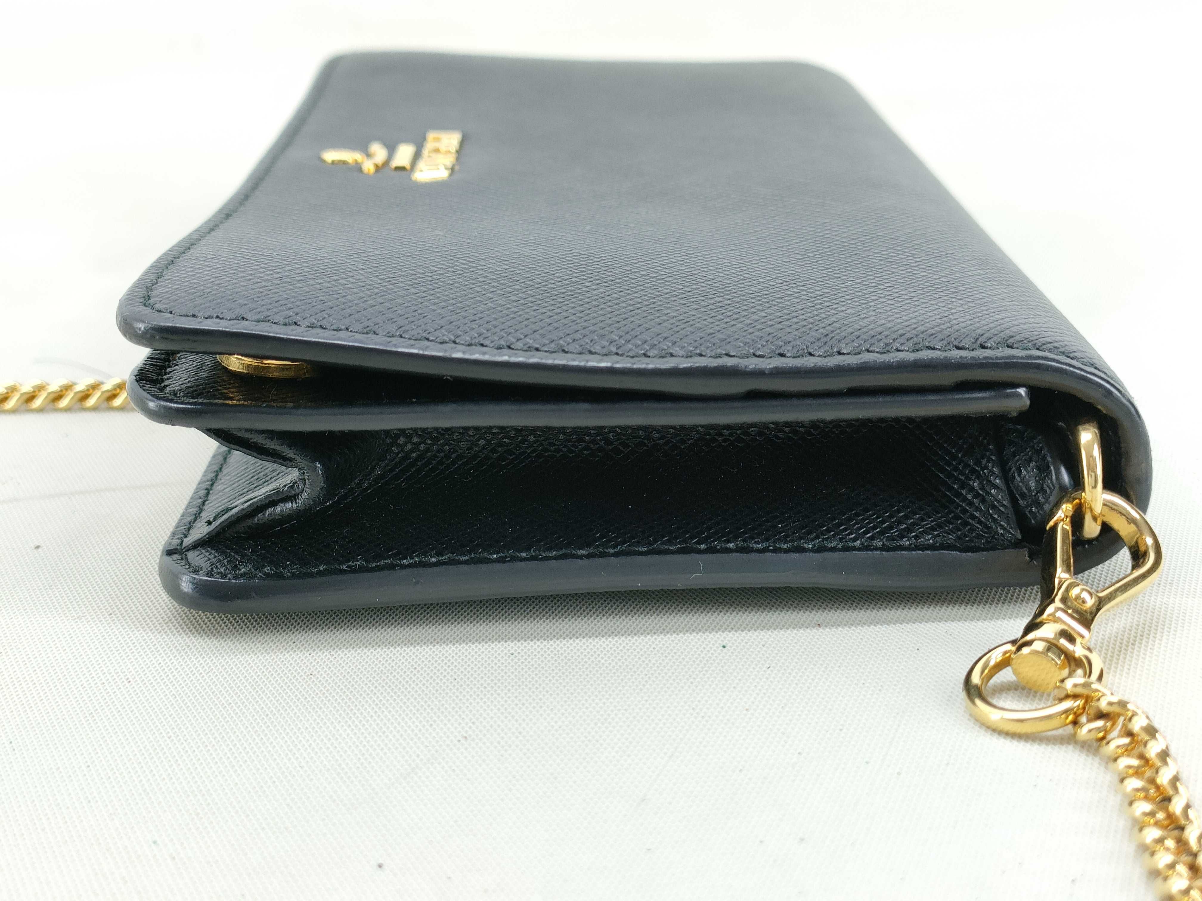 Saffiano Leather Chain Wallet, Black, 1DH029 (Wallet) — view 5