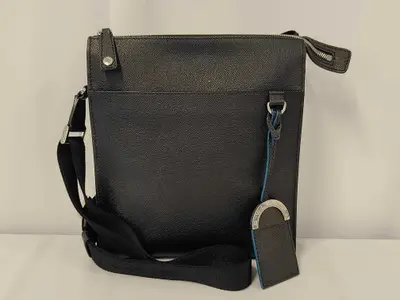 Bulgari Man Leather Shoulder Bag, Black