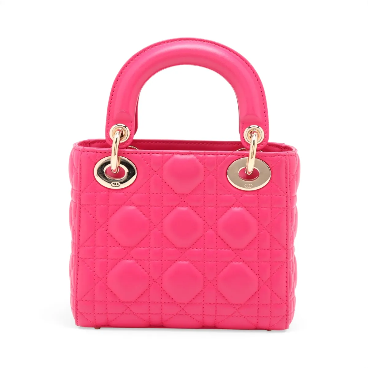 Cannage Lady Dior Mini Leather 2-Way Handbag Pink — view 2