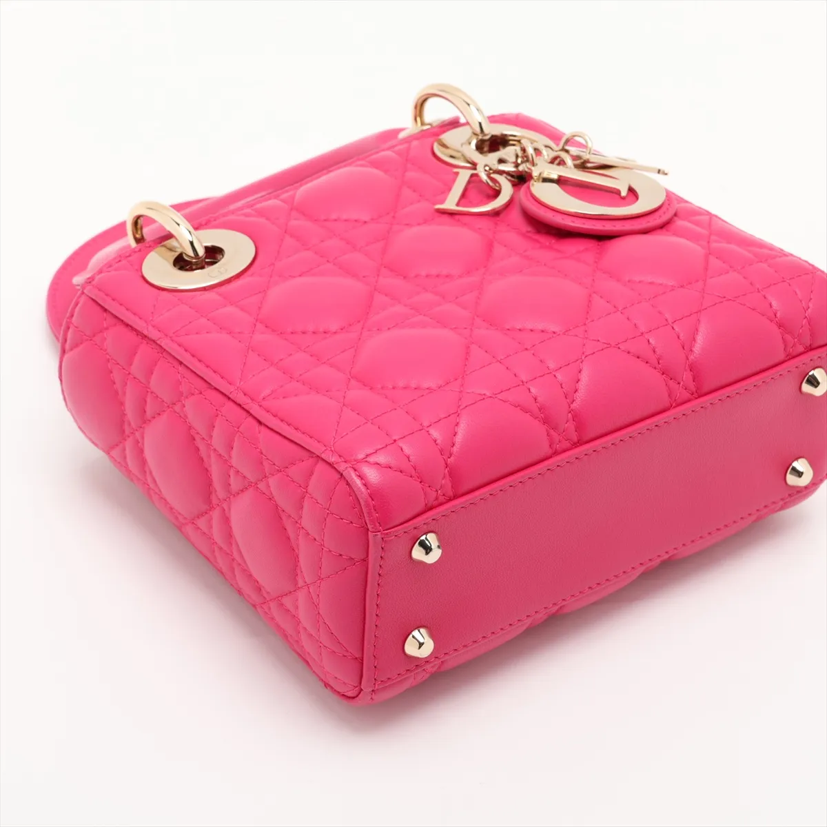 Cannage Lady Dior Mini Leather 2-Way Handbag Pink — view 4