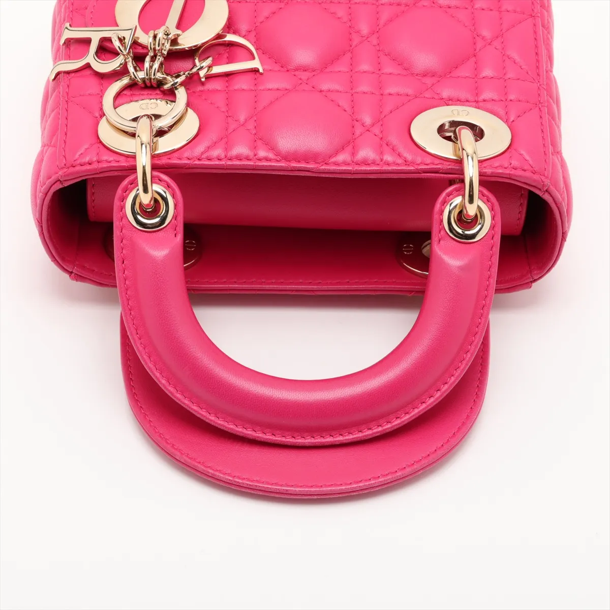 Cannage Lady Dior Mini Leather 2-Way Handbag Pink — view 5