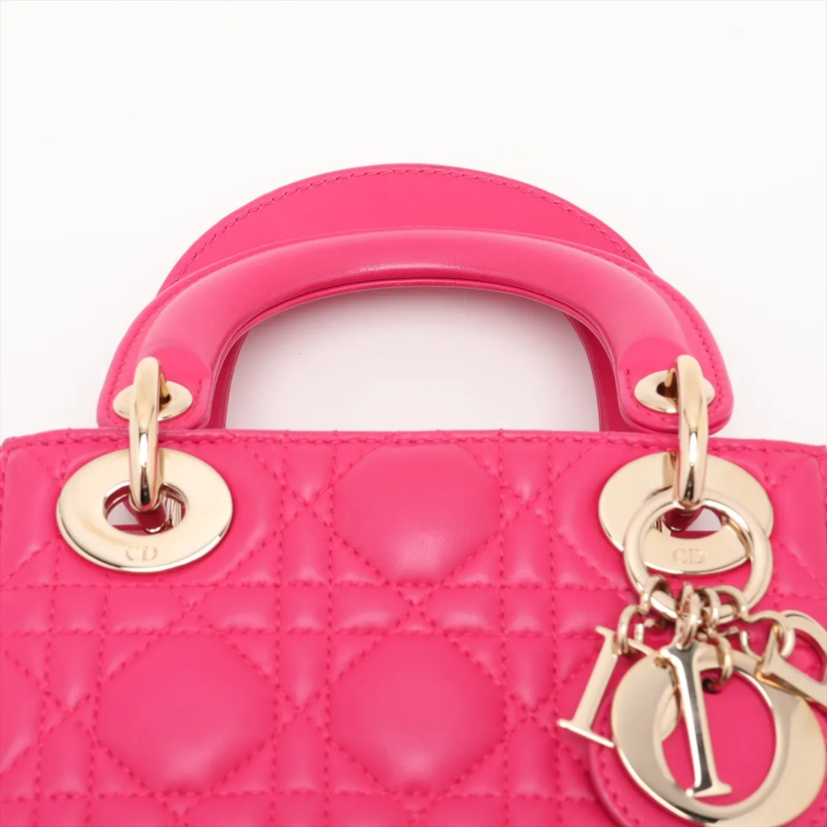 Cannage Lady Dior Mini Leather 2-Way Handbag Pink — view 6
