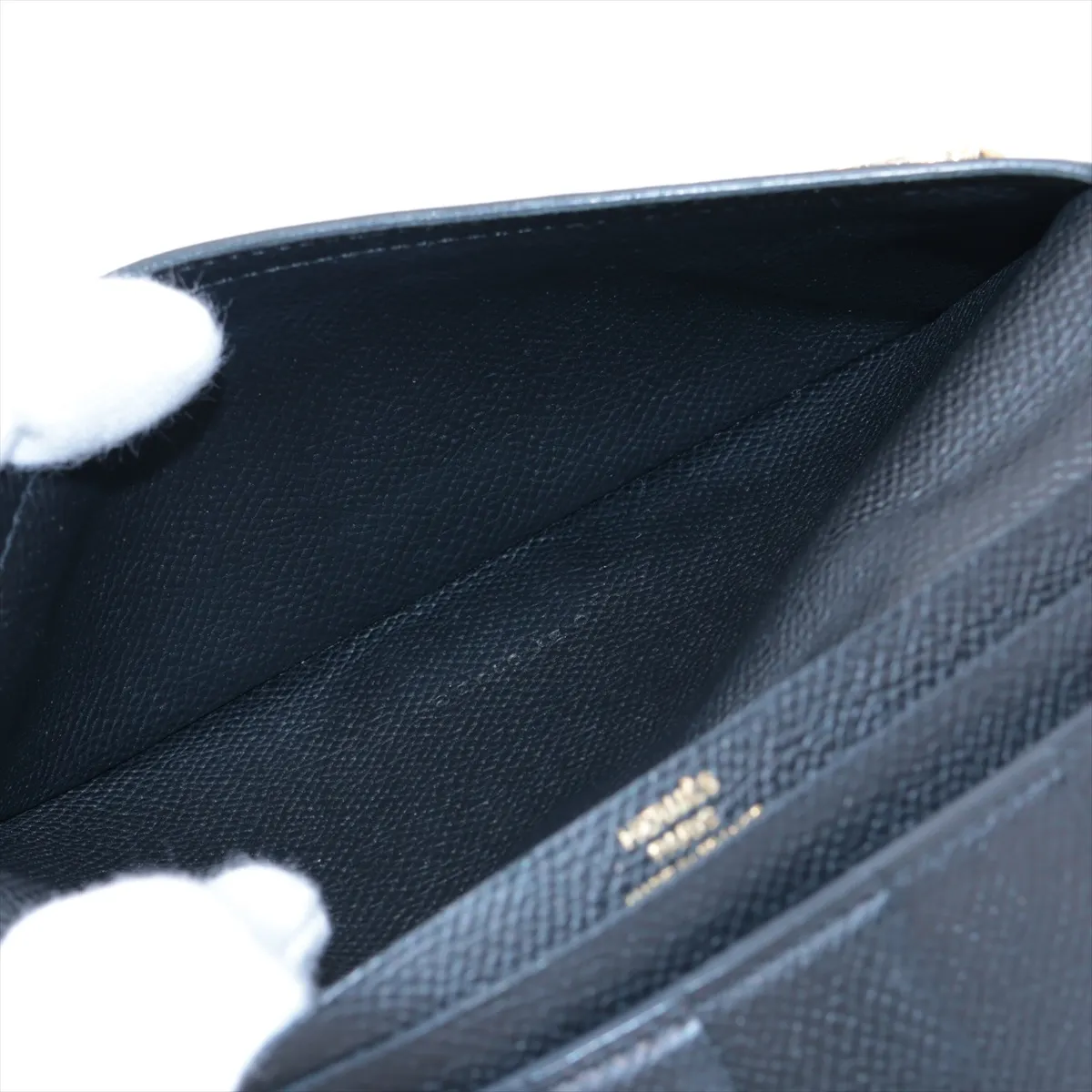 Bearn Veau Epsom Long Wallet, Black with Gold Hardware, C: 2018 — view 7