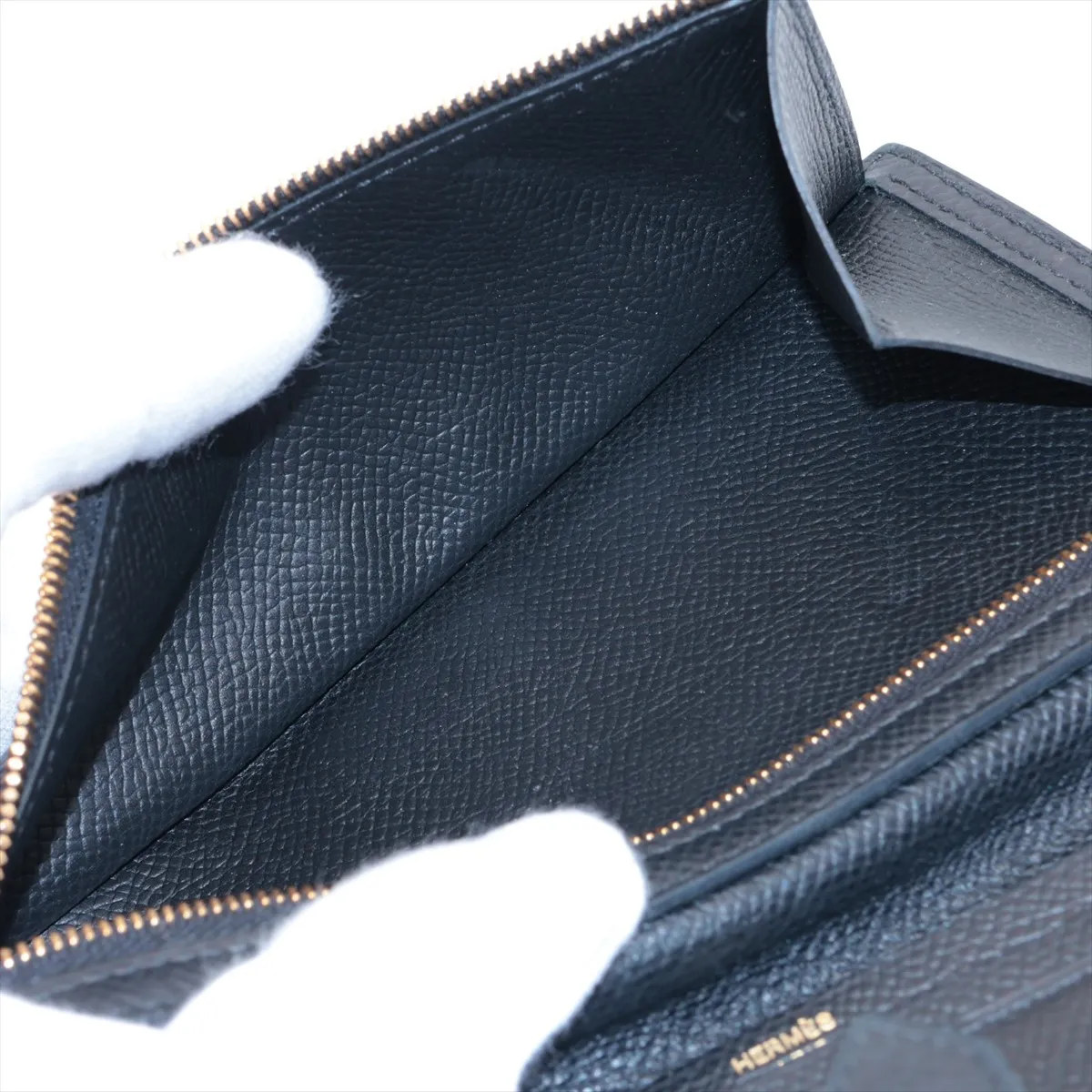 Bearn Veau Epsom Long Wallet, Black with Gold Hardware, C: 2018 — view 8