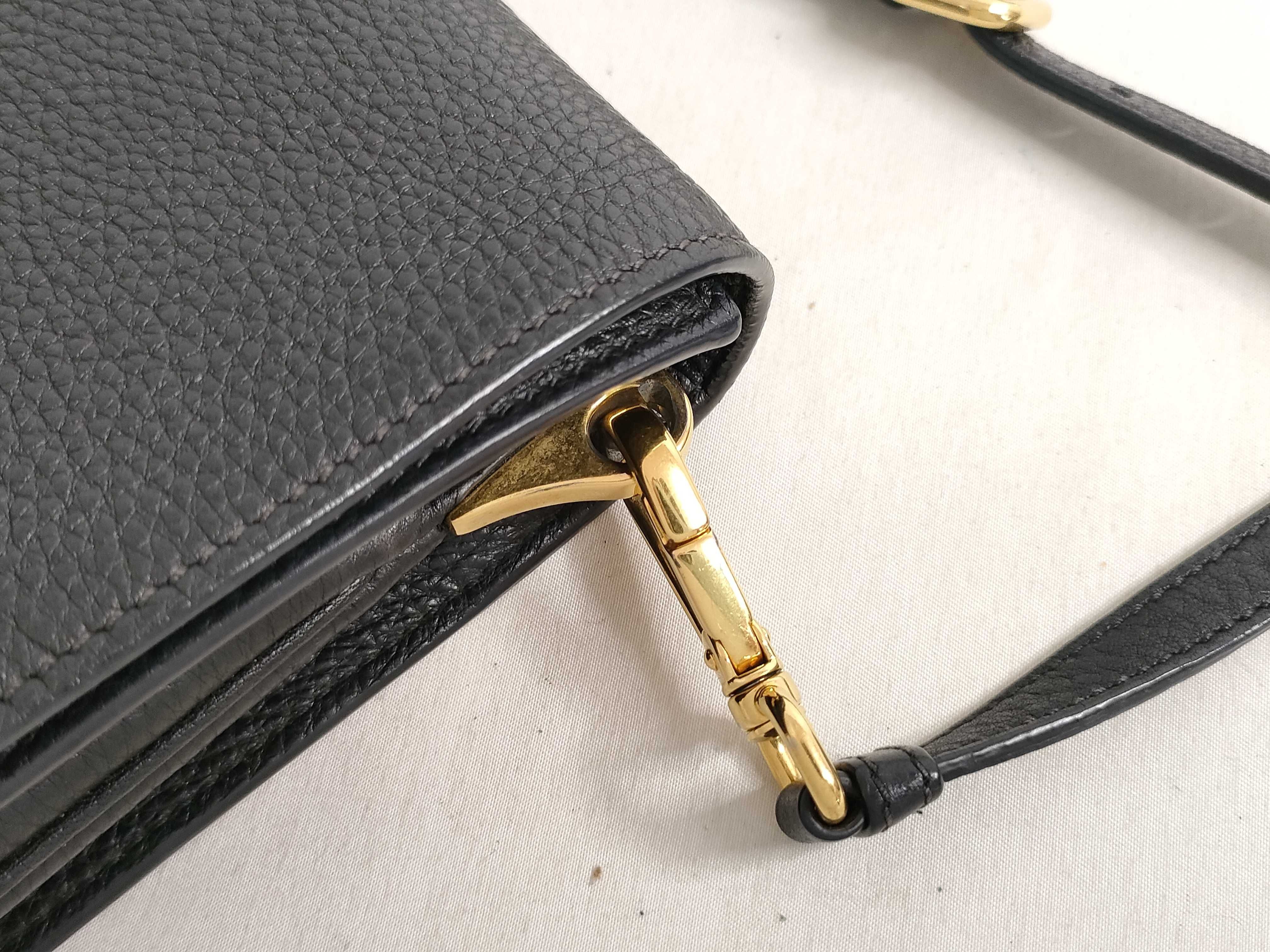Vitello Daino Shoulder Bag, Black, 1BD102, B Rank (Shoulder Bag) — view 5