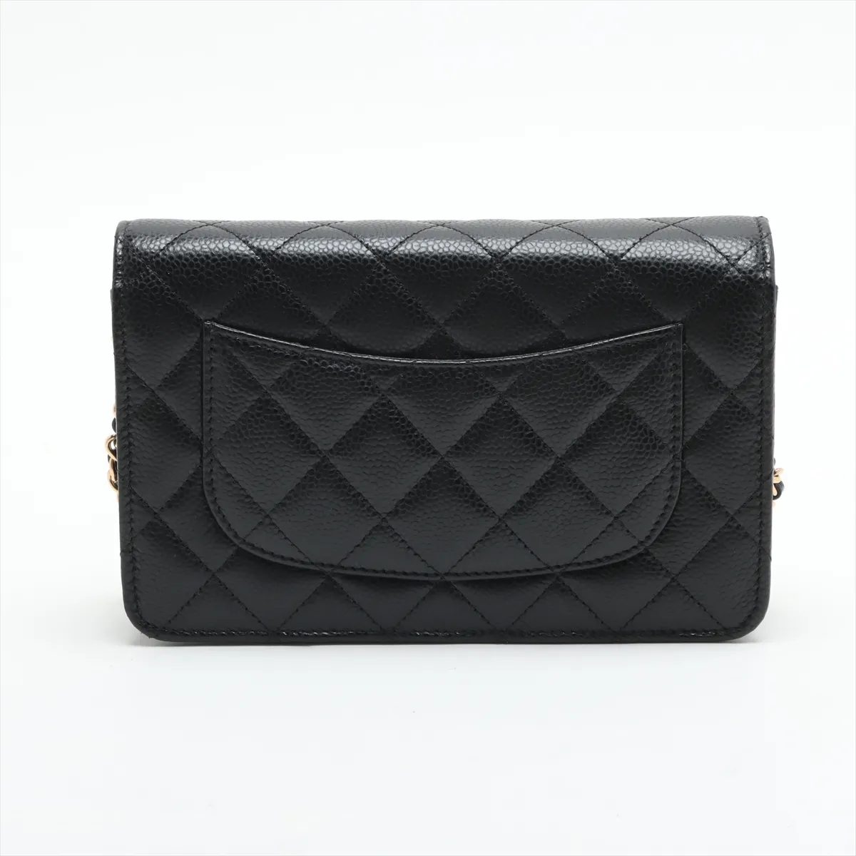 Matelasse caviar skin chain wallet black gold hardware JA8G5LG1 random plate — view 2