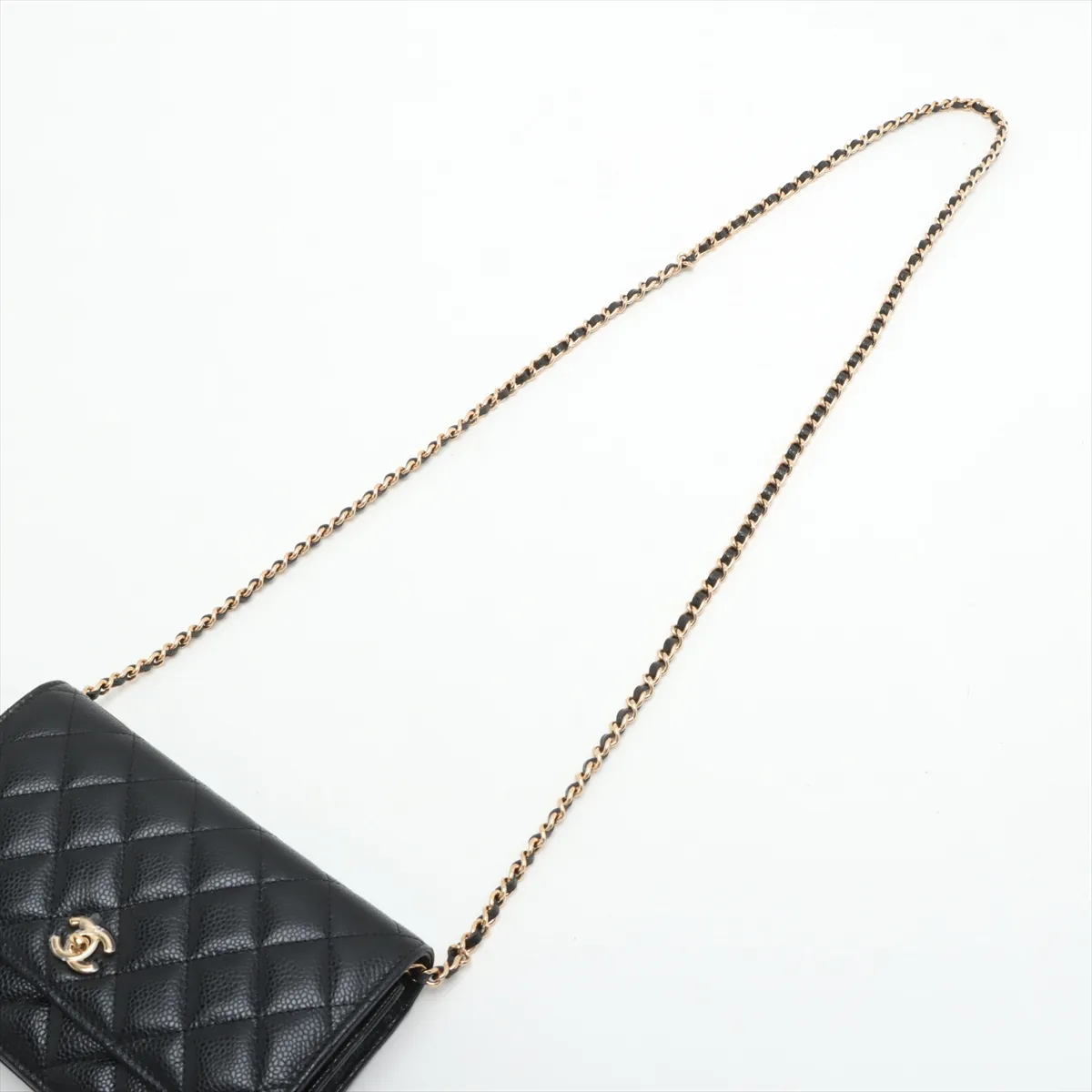 Matelasse caviar skin chain wallet black gold hardware JA8G5LG1 random plate — view 5