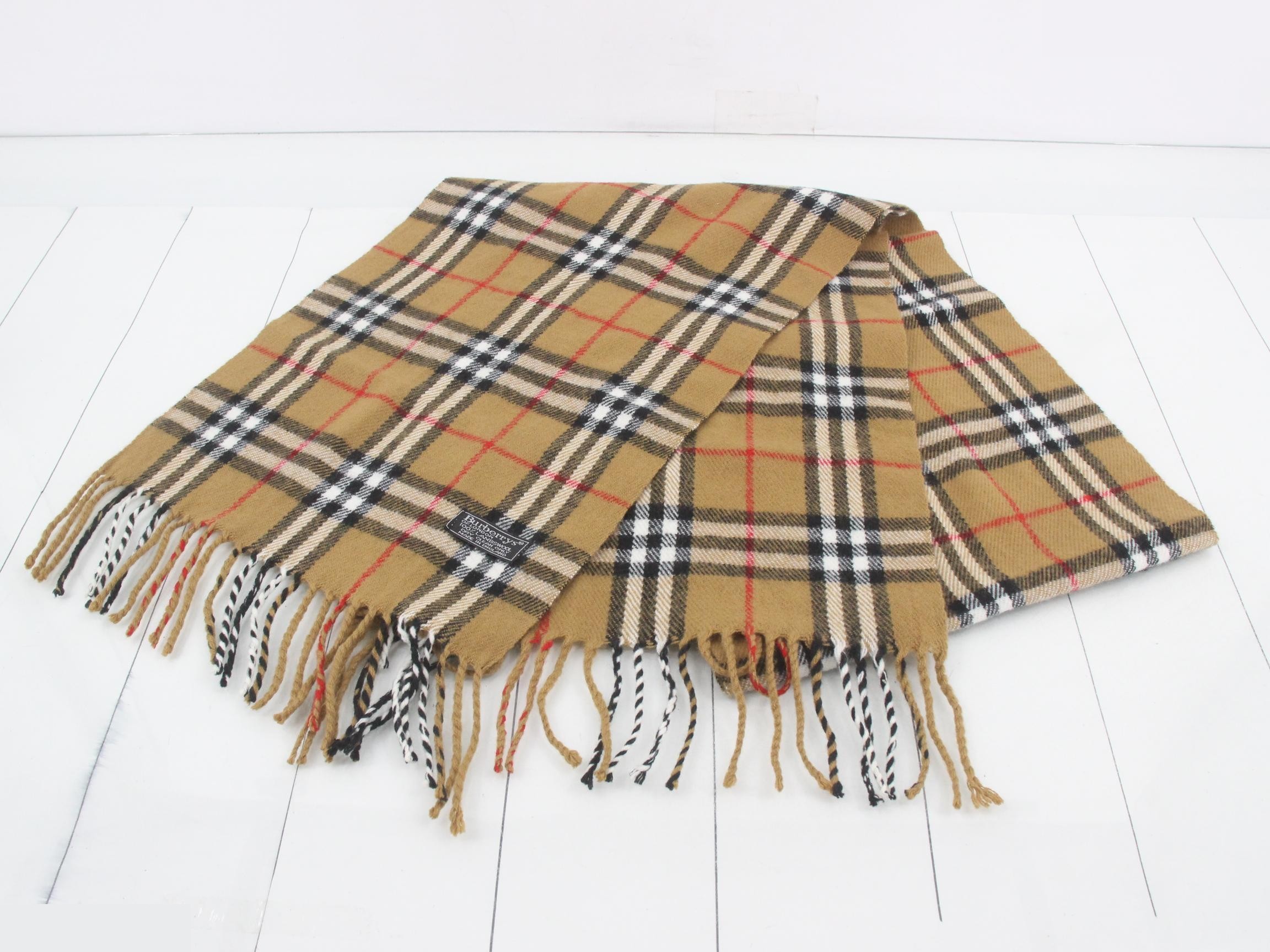 Nova Check Scarf, Beige, 100% Wool — view 2