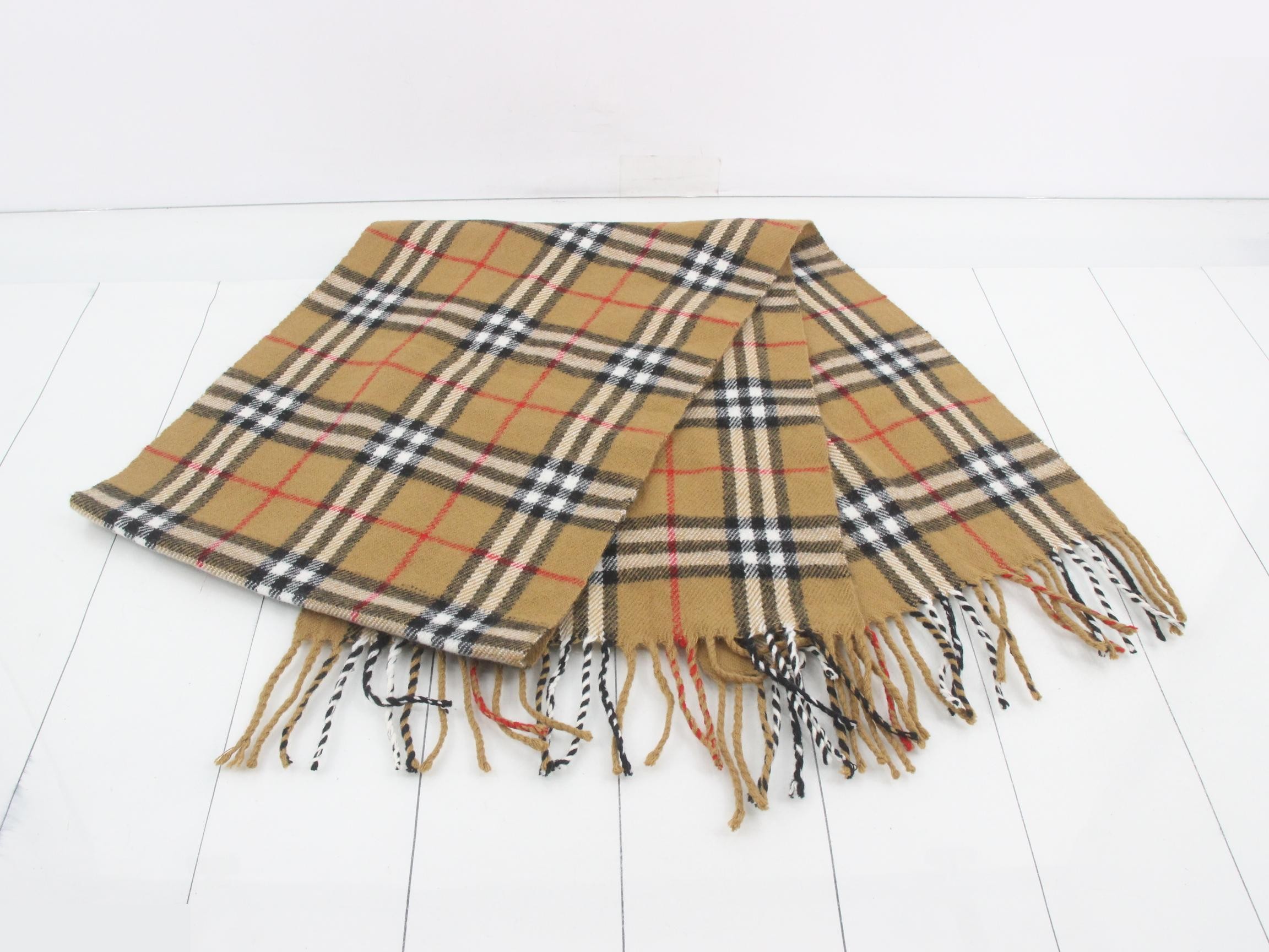 Nova Check Scarf, Beige, 100% Wool — view 3